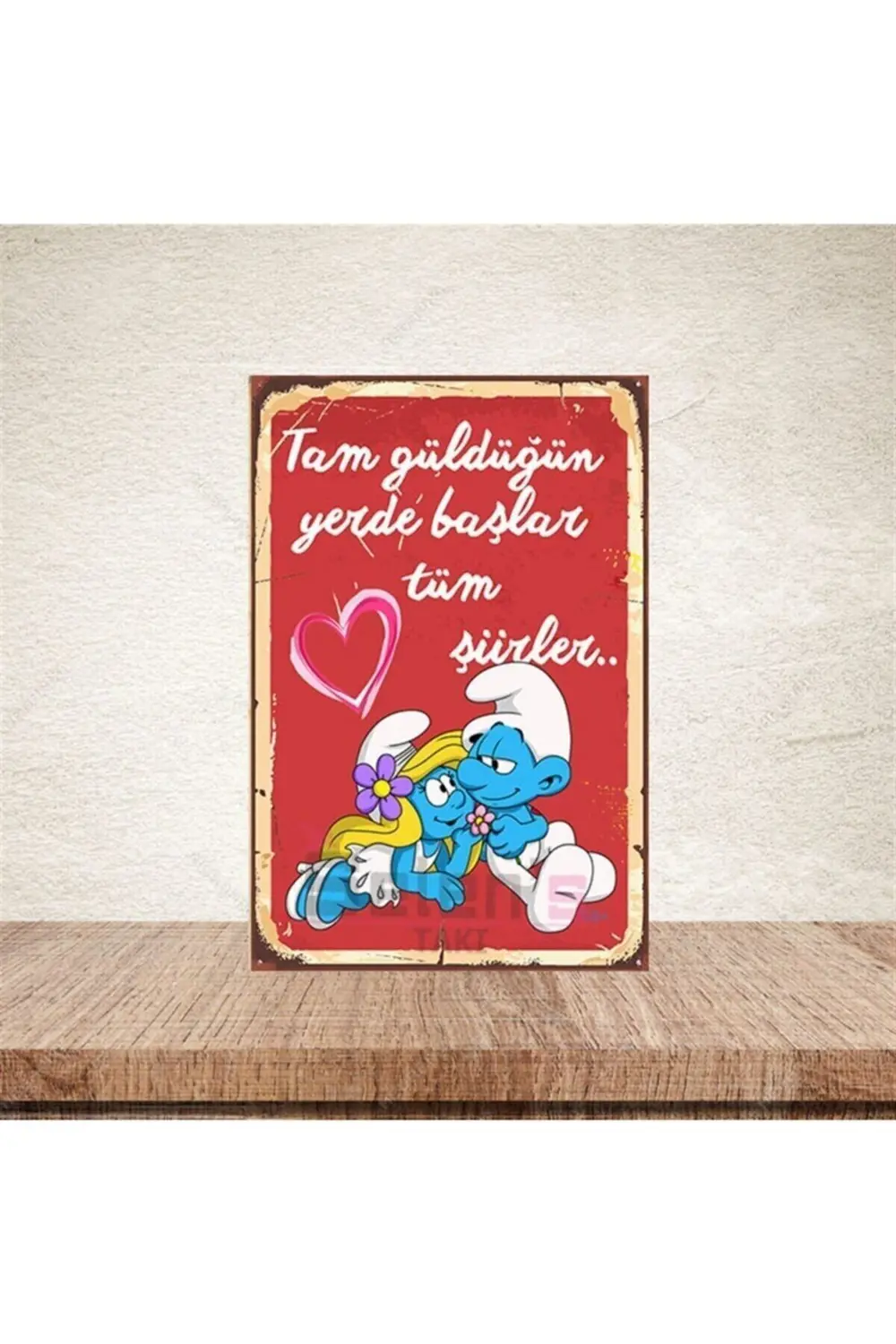 Tam Güldüğün Yerde Başlar Tüm Şiirler Retro Ahşap Poster 20-30 Cm