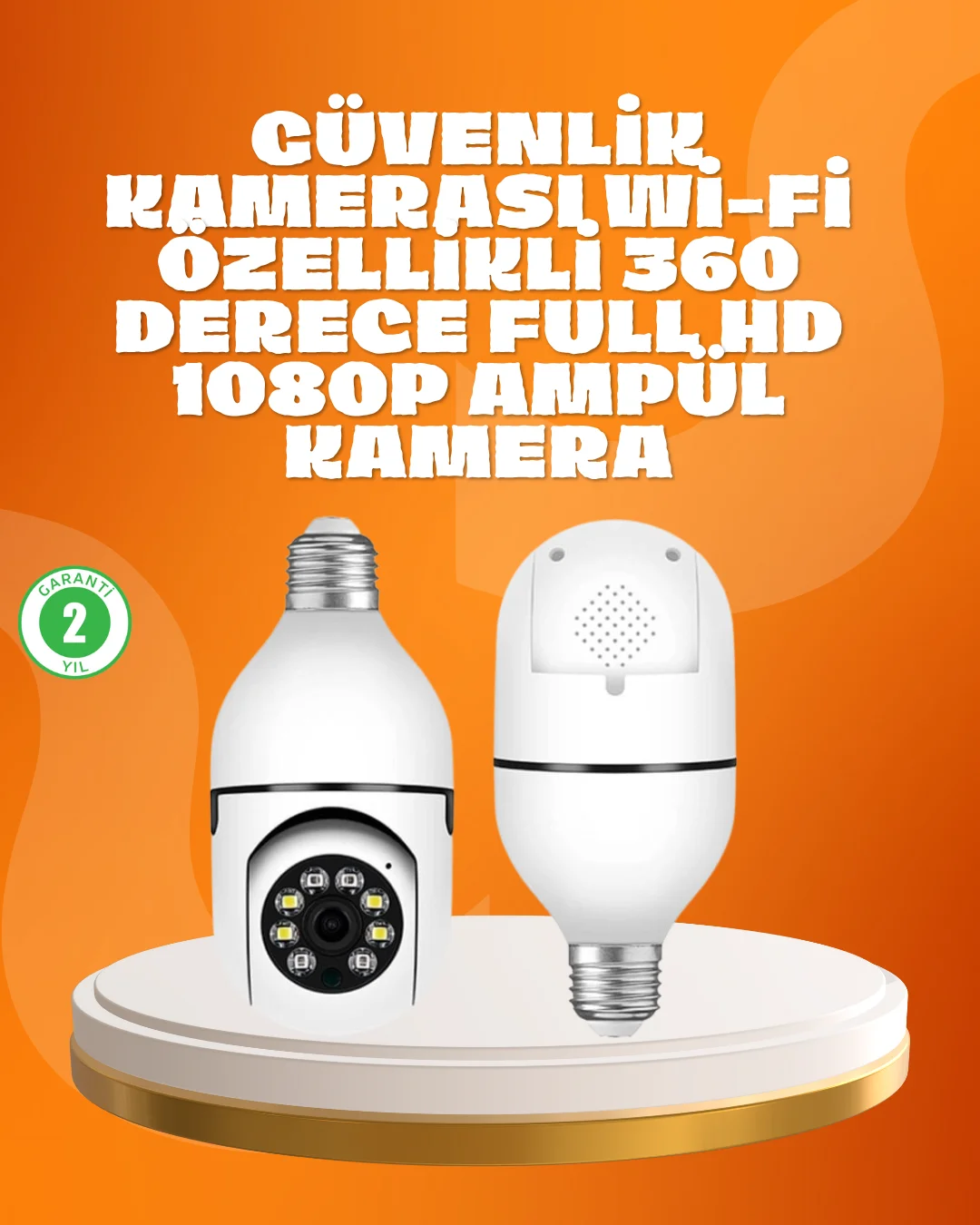 Tam Karanlıkta Görüntüleme Sağlayan 1080P Ampul Güvenlik Kamerası