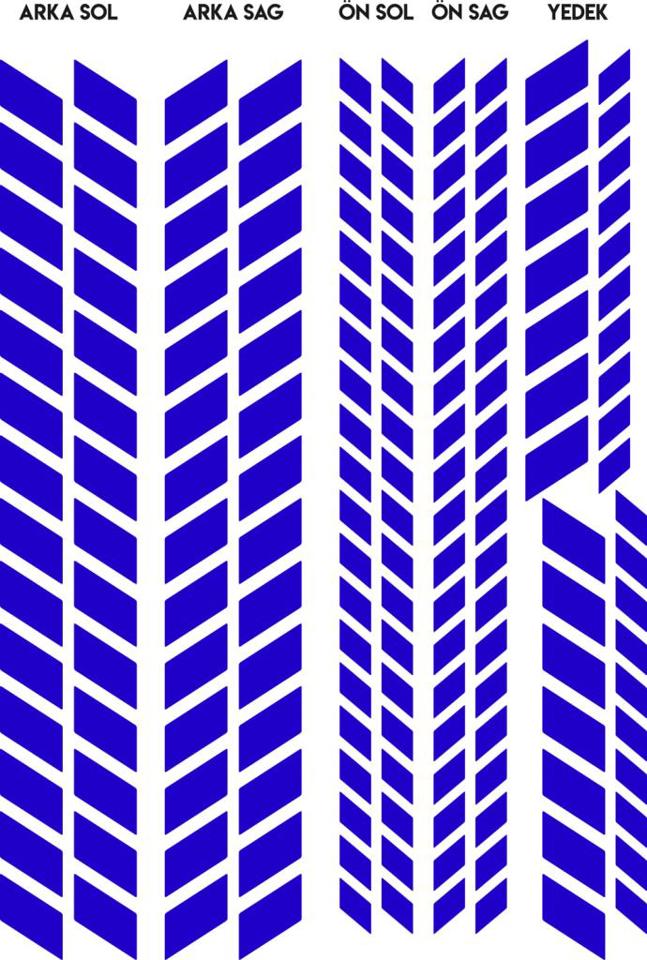 Tam Tur Reflektif Mavi Supersport İç Jant Şeridi Sticker Çınar Ex