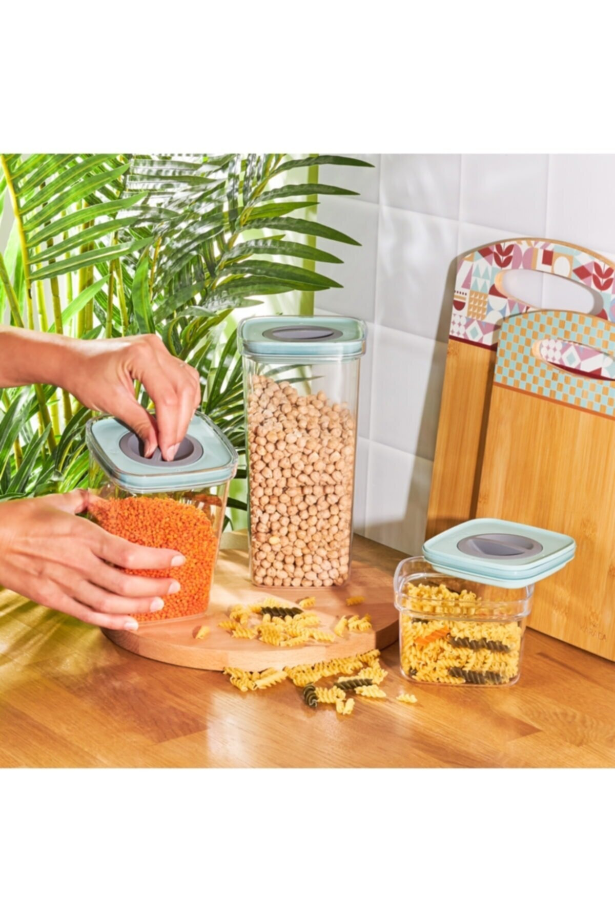 Organizers Tam Vakumlu Kilitli Sızdırmaz Şeffaf Saklama Kabı 3'Lü Set