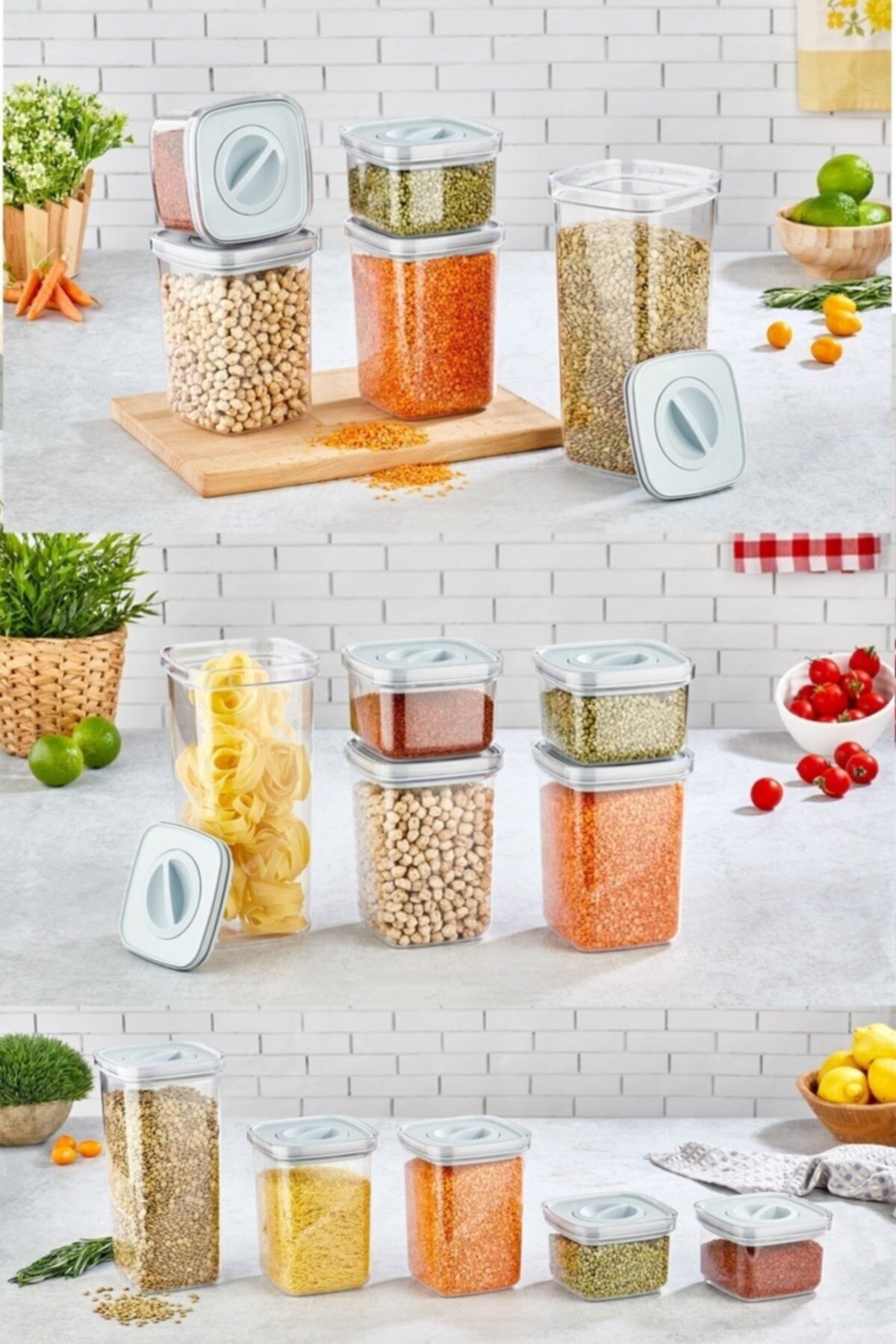 Organizers Tam Vakumlu Kilitli Sızdırmaz Şeffaf Saklama Kabı 5'Li