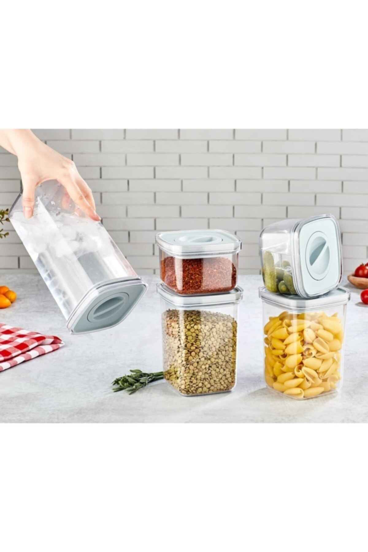 Organizers Tam Vakumlu Kilitli Sızdırmaz Şeffaf Saklama Kabı 5'Li
