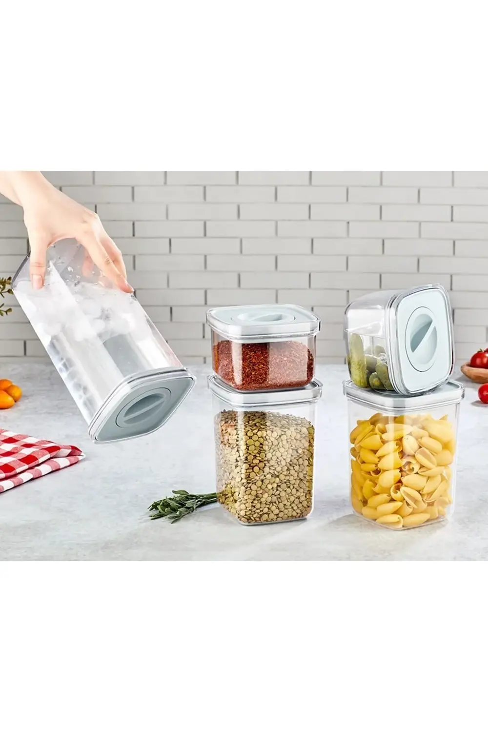 Tam Vakumlu Kilitli Sızdırmaz Şeffaf Saklama Kabı 5'li Set 2*500m