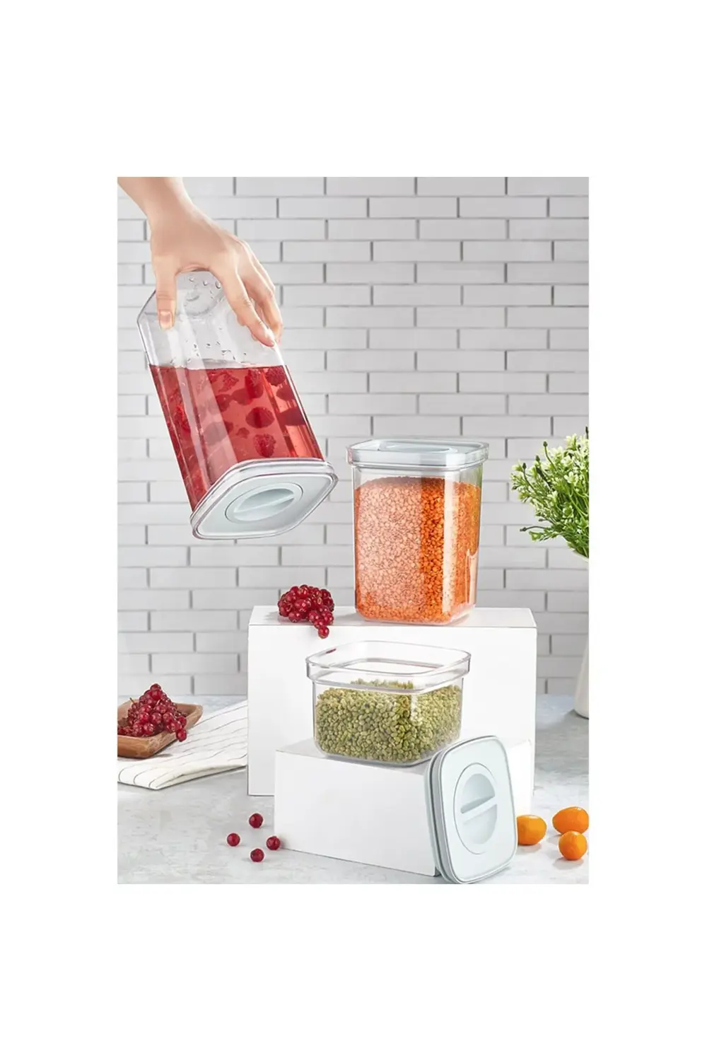 Tam Vakumlu Kilitli Sızdırmaz Şeffaf Saklama Kabı 3'lü Set 500ml-