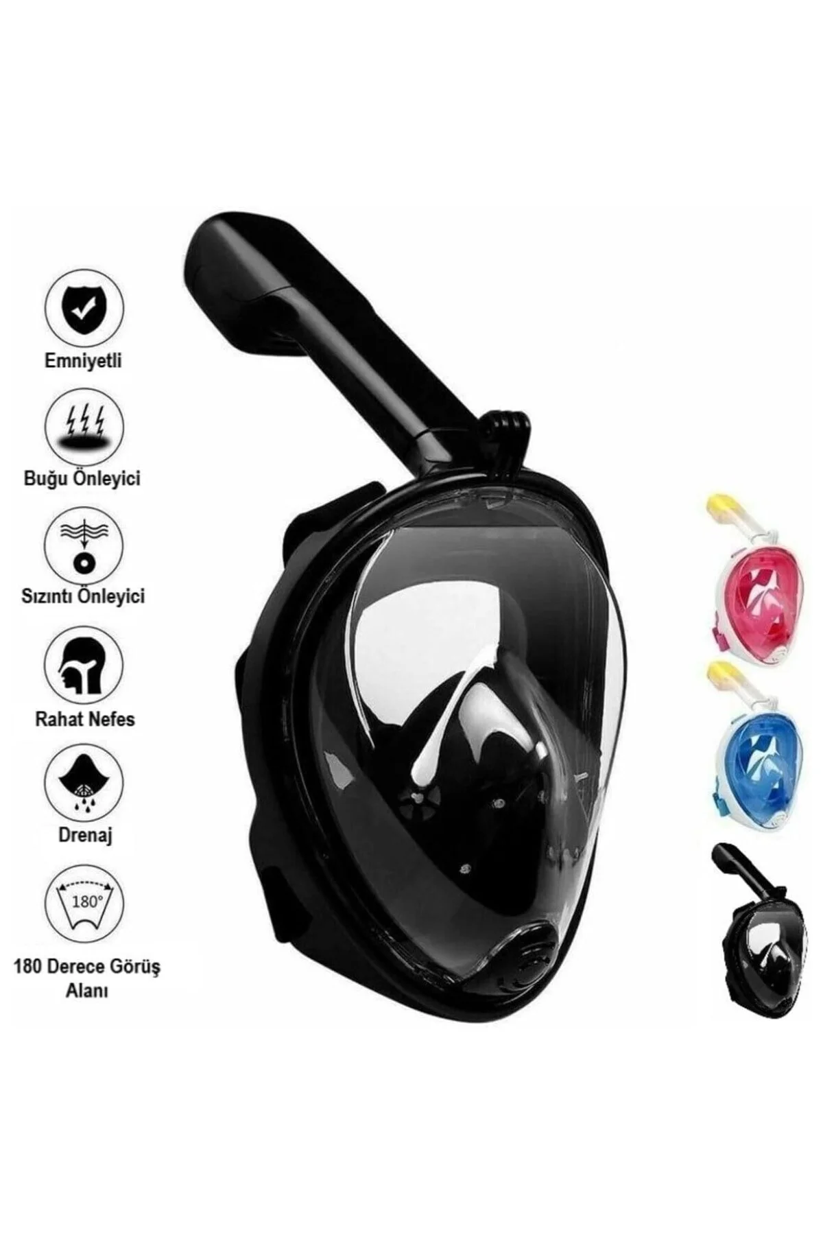 Tam Yüz Dalış Maskesi Buğu Önleyici Şnorkel Fullface Yüzücü Maske