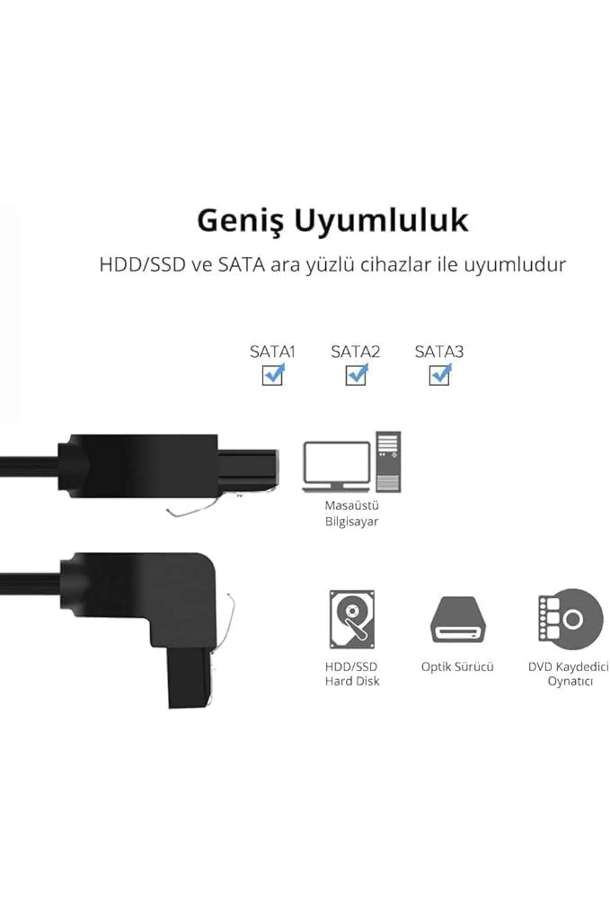 TAMGÜN 40 cm Sata Data Kablo - 90 Derece - Metal Klip TAMGÜN 1159