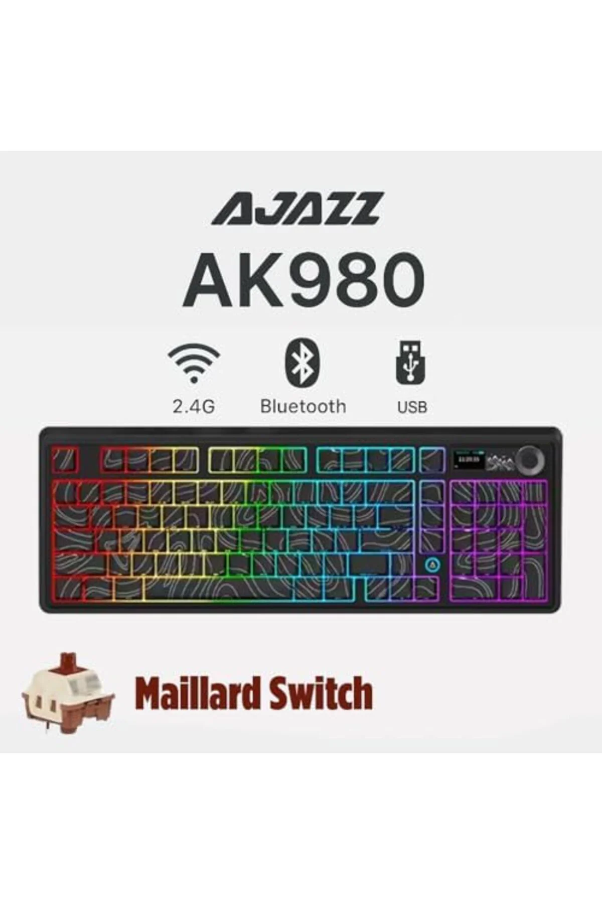 TAMGÜN Ajazz AK980 Kablosuz Hot-Swap TFT Ekranlı Mekanik Oyun Kla