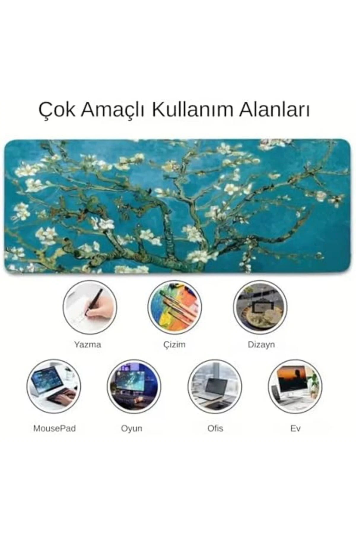 TAMGÜN Desenli Büyük Masa Pedi 90x40 cm 3 mm Kaymaz Tabanlı Desk 