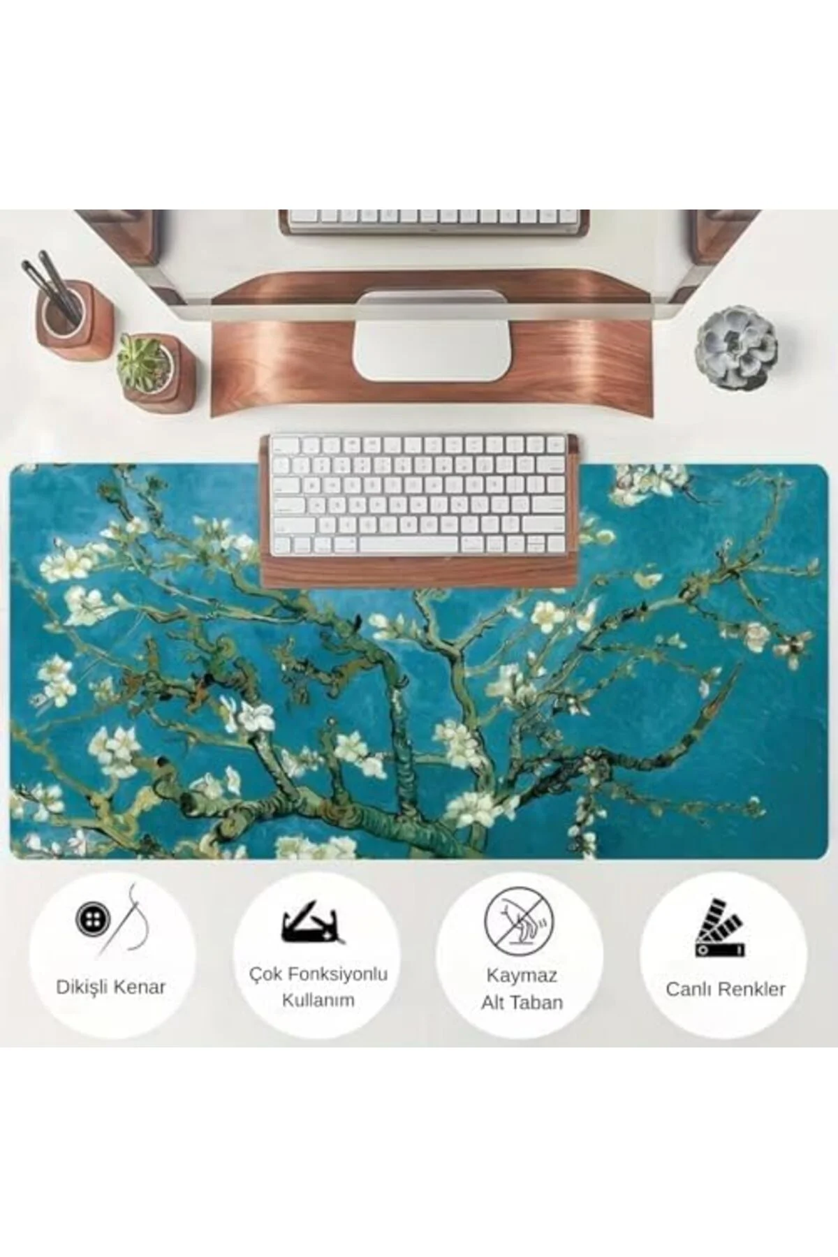 TAMGÜN Desenli Büyük Masa Pedi 90x40 cm 3 mm Kaymaz Tabanlı Desk 