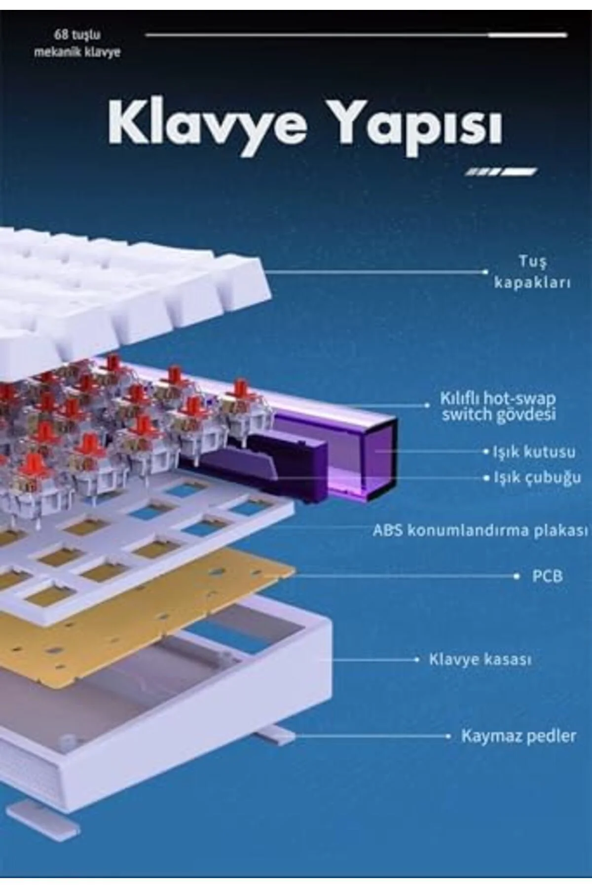 TAMGÜN Desenli Kablolu Ergonomik Mekanik Oyuncu Klavyesi-Ambiyans