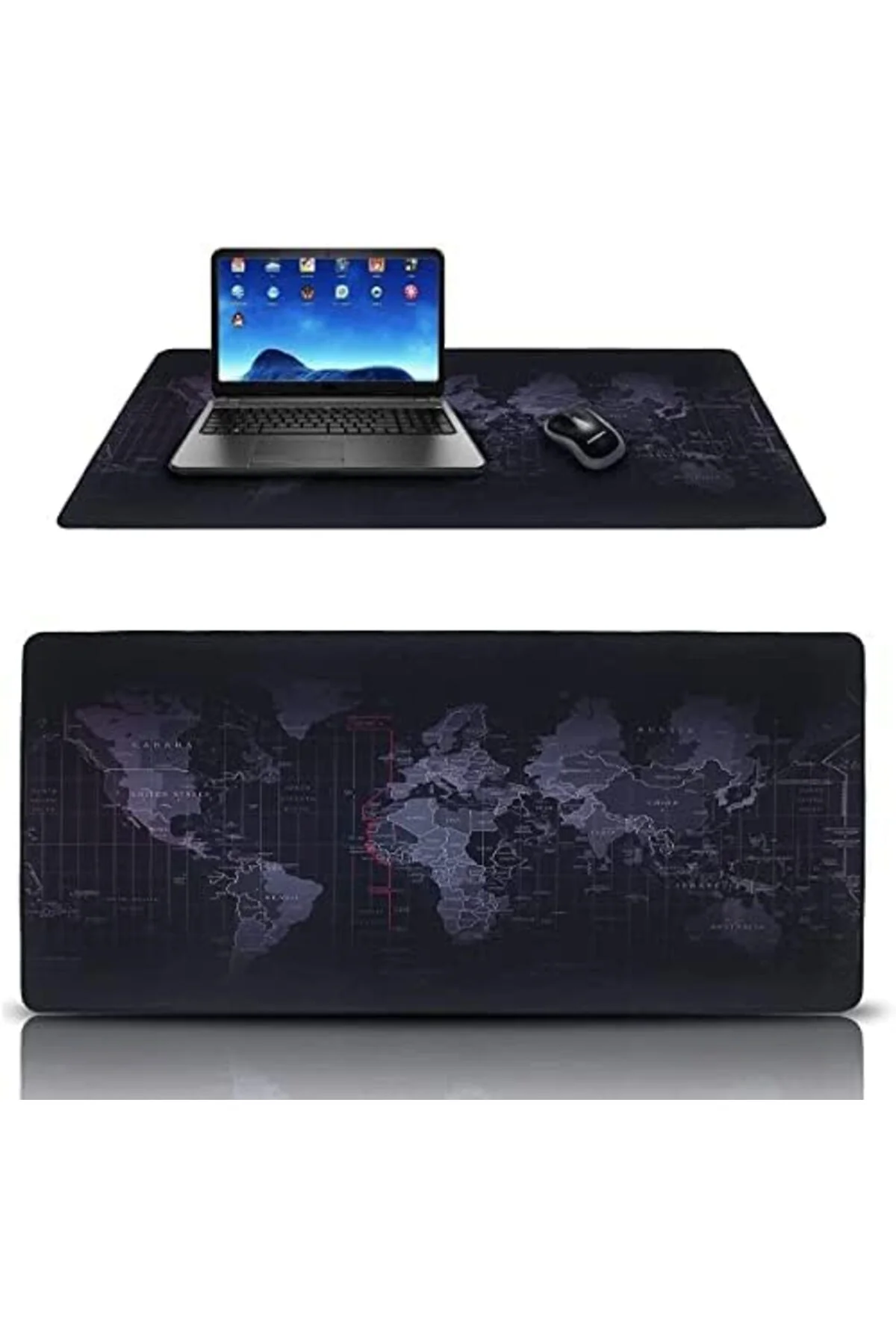 TAMGÜN Dünya Haritalı 90x40 Cm Mouse Pad, Dünya Desenli Mouse Pad