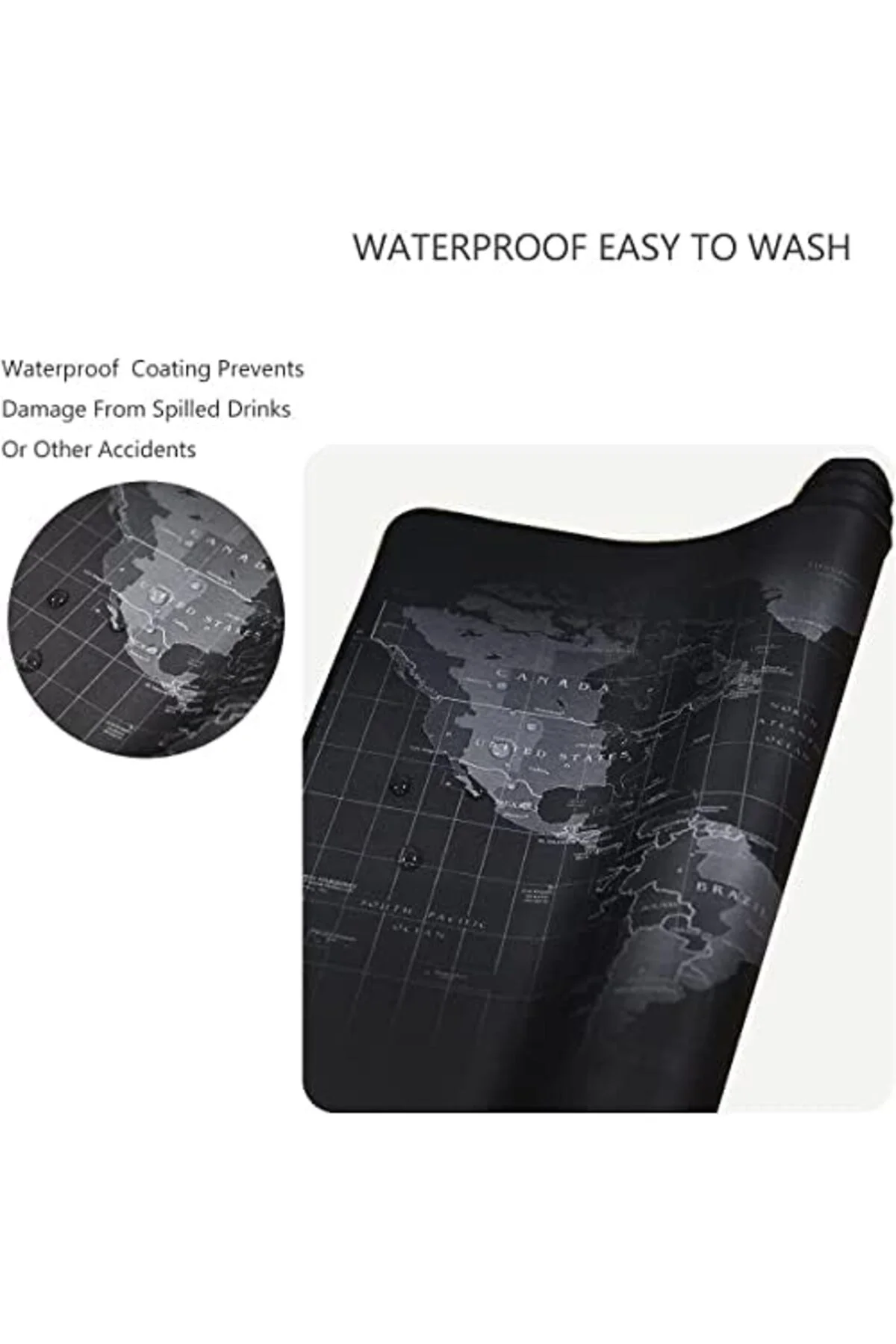 TAMGÜN Dünya Haritalı 90x40 Cm Mouse Pad, Dünya Desenli Mouse Pad