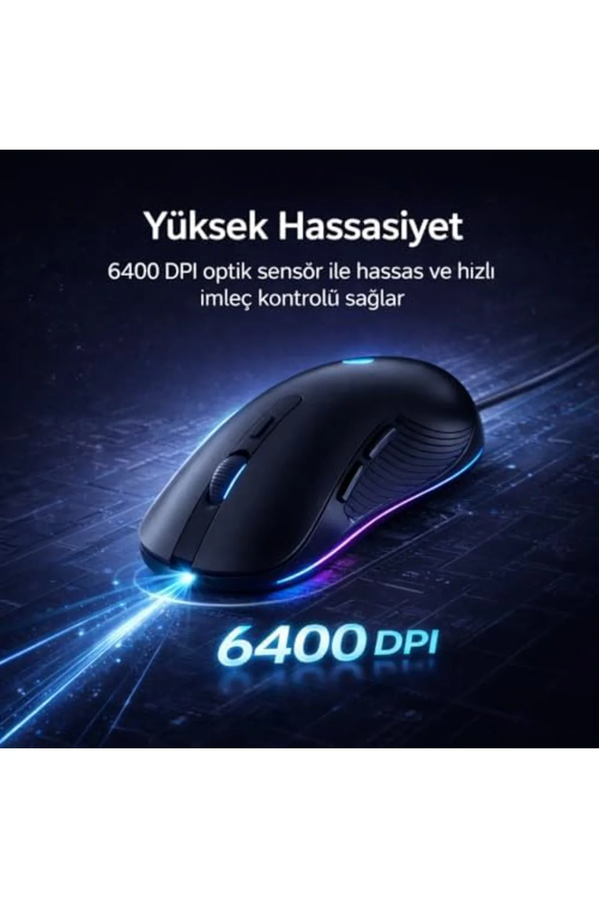 TAMGÜN Hp M280 Rgb 6400dpı Kablolu Gaming Oyuncu Mouse Siyah TAMG