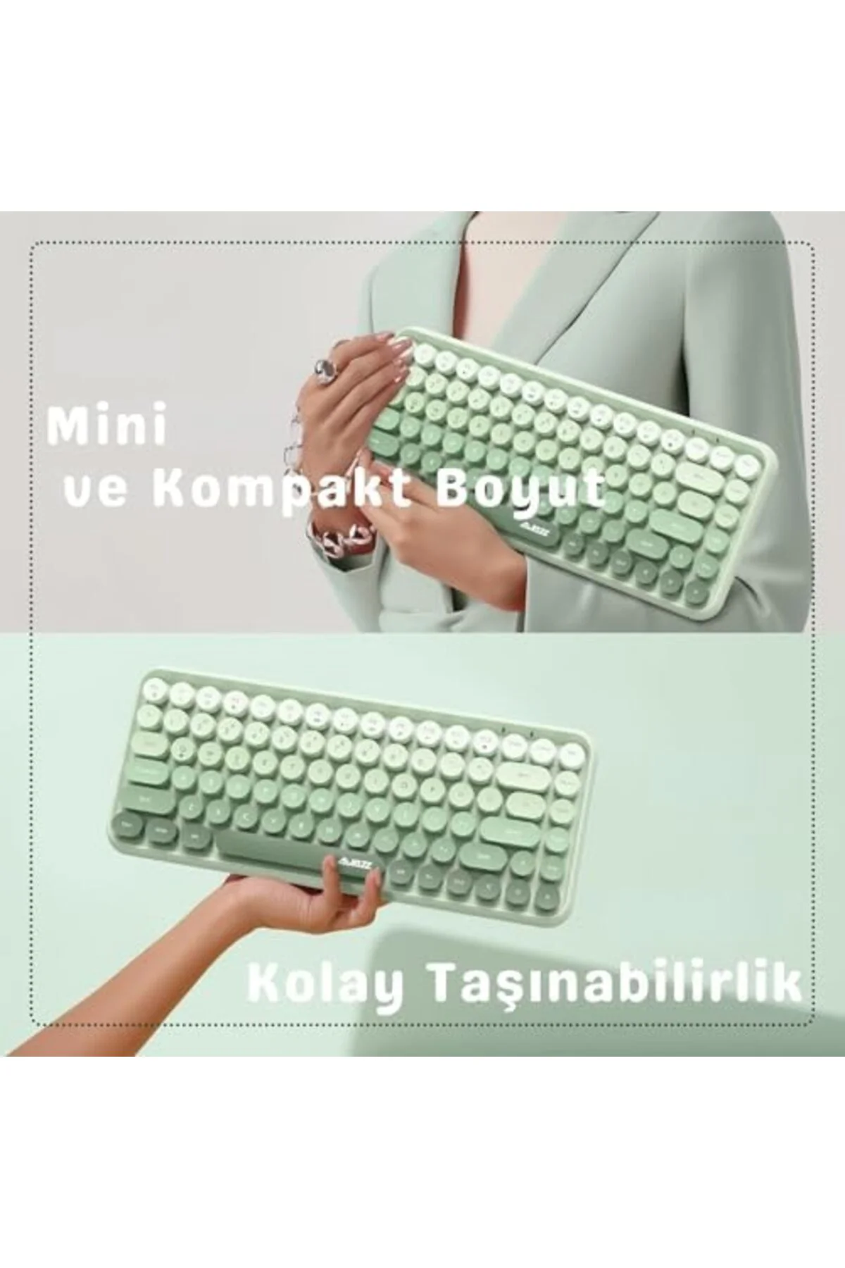 TAMGÜN Kablosuz Bluetooth Retro Sessiz Klavye – Yuvarlak Tuşlu, K