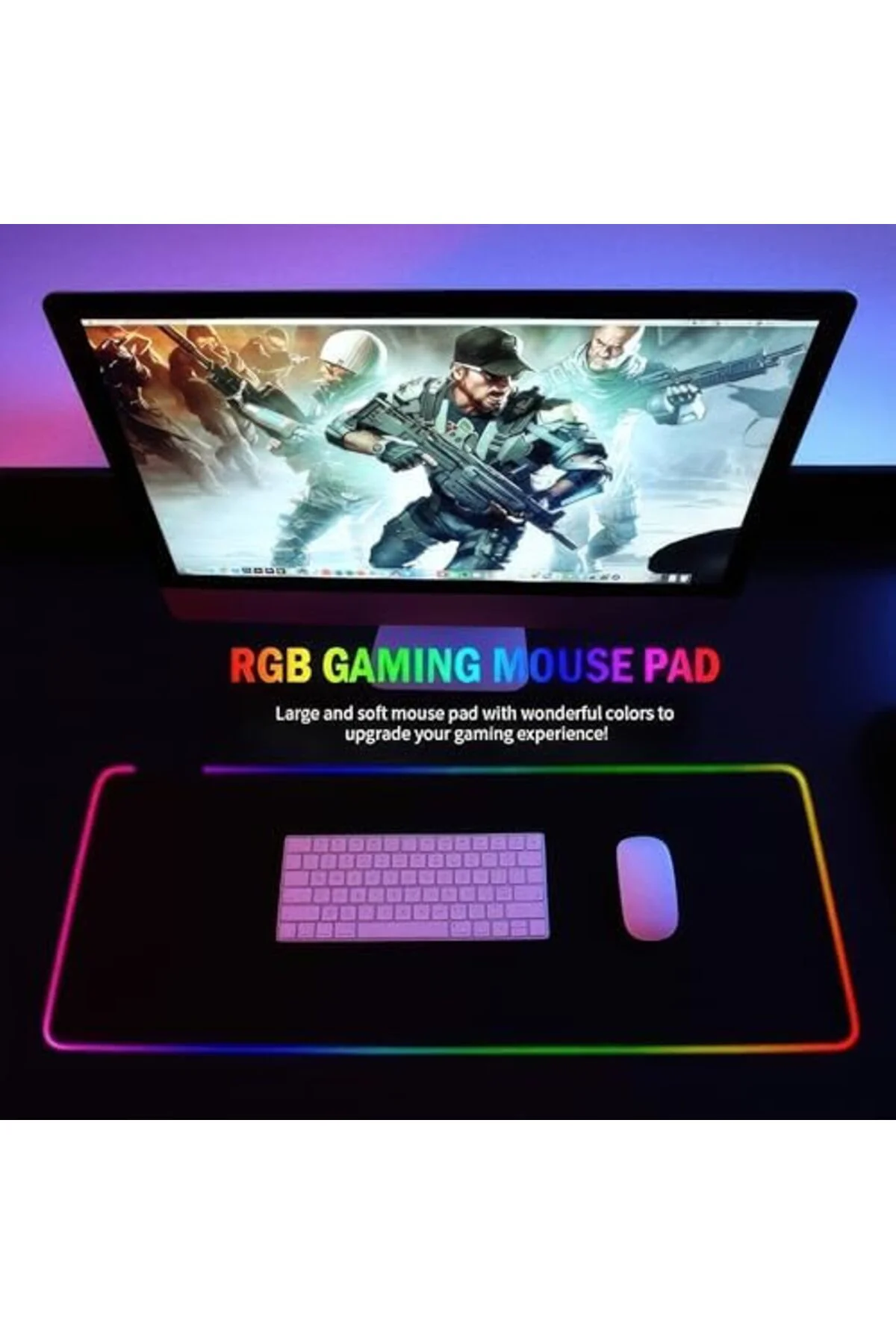 TAMGÜN RGB Işıklı Gaming Mouse Pad 80x30 XXL - 13 Mod LED Oyuncu 