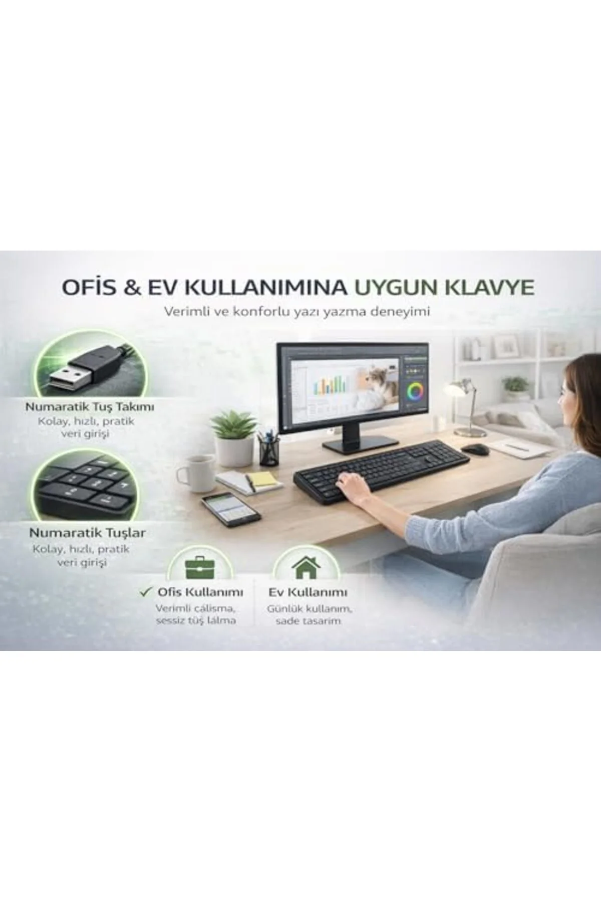 TAMGÜN YK USB Kablolu Klavye, 104 Tuş, Full Size, Numerik Tuş Tak