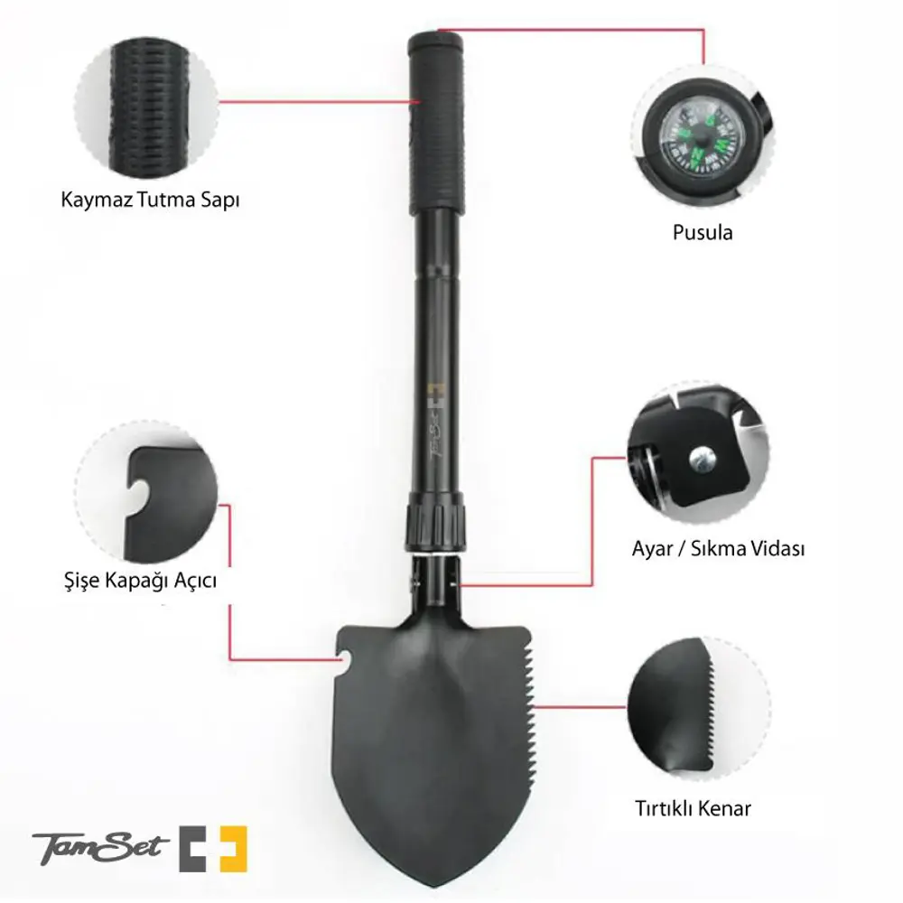 TAMSET C1 Kürek 41,5cm Katlanır Portatif Kamp Küreği