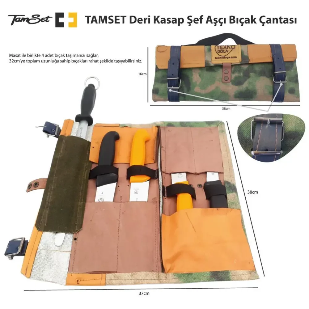 TAMSET Deri Kasap Şef 4+1 Aşçı Bıcak Çantası TAMSET Deri Kasap Şef 4+1 Aşçı Bıcak Çantası