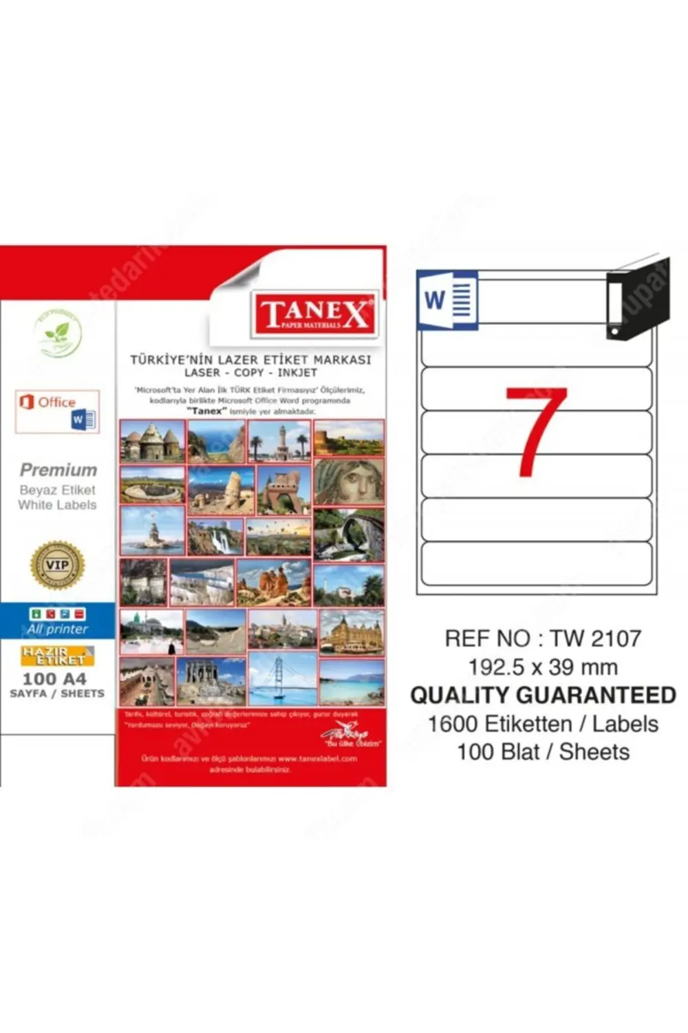 TANEKS LAZER ETİKET TW 2107   192,5*39