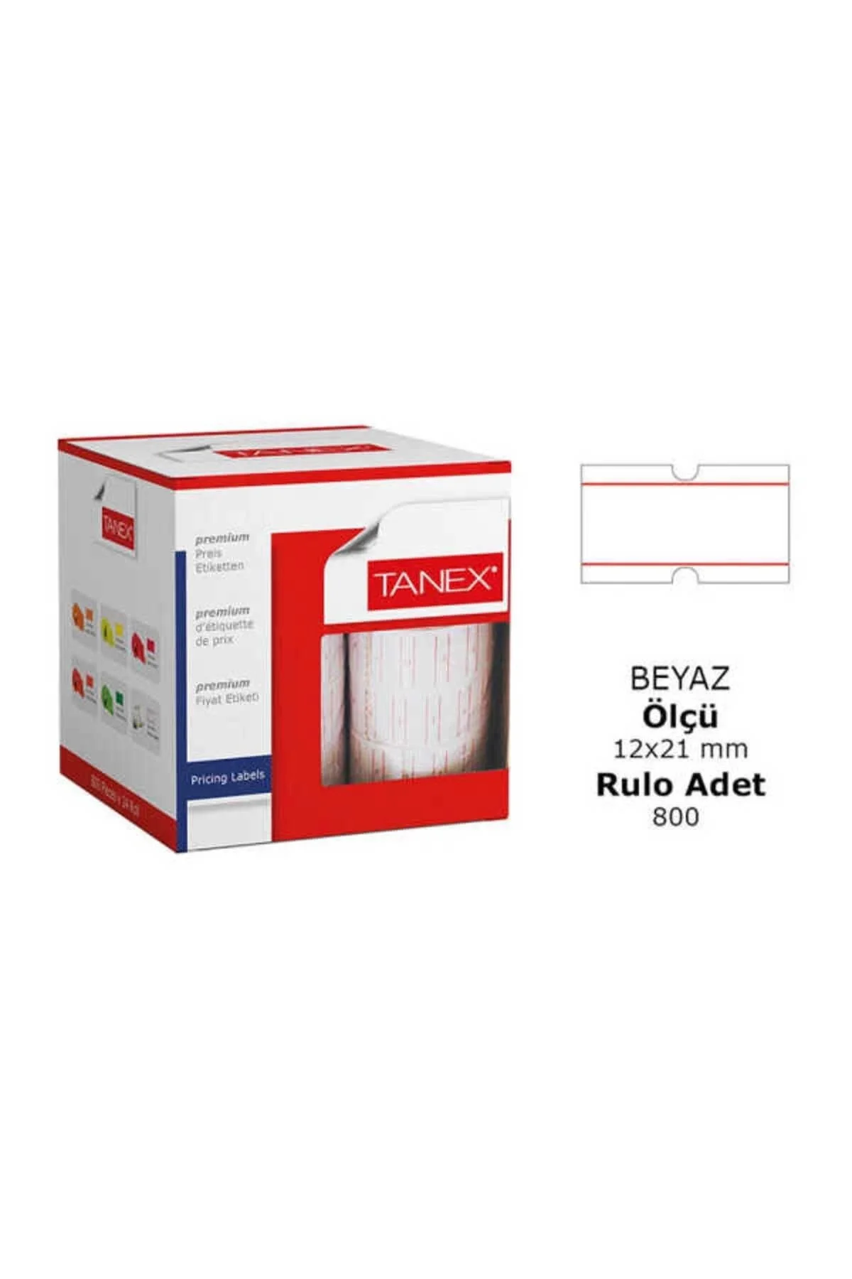 Taneks Motex Çizgili Etiketi 800lü 12 X 21 Mm