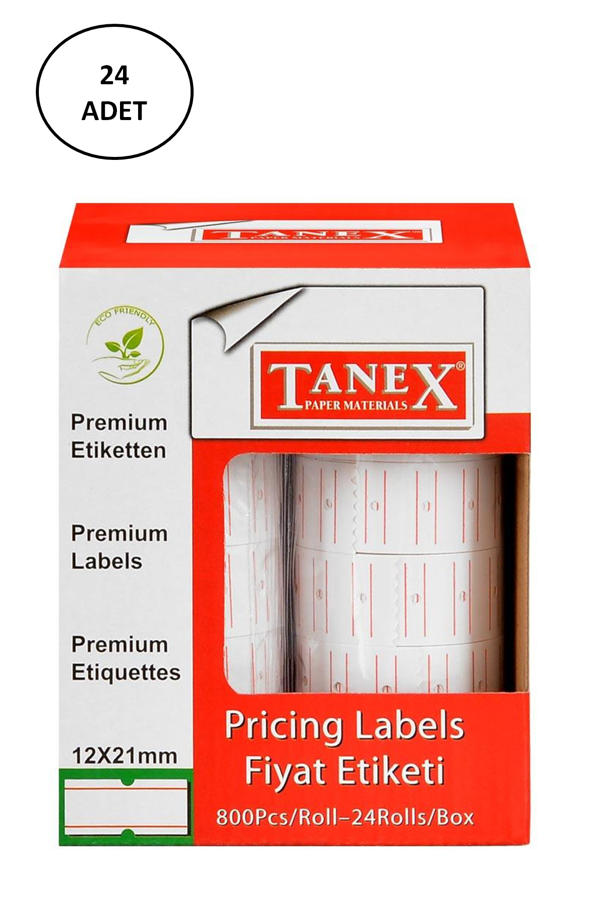 Tanex Fiyat Etiketi Çizgili 12x21 mm Beyaz Motex 24'lü Tanex Fiyat Etiketi Çizgili 12x21 mm Beyaz Motex 24'lü