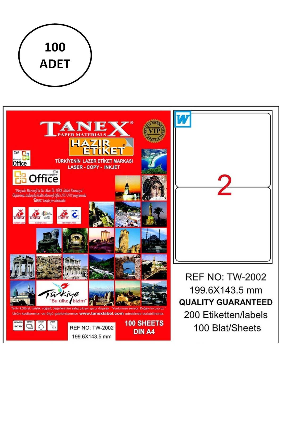 Just Cheap Store Tanex Tw-2002 Lazer Etiket 199X143 Mm 100 Adet