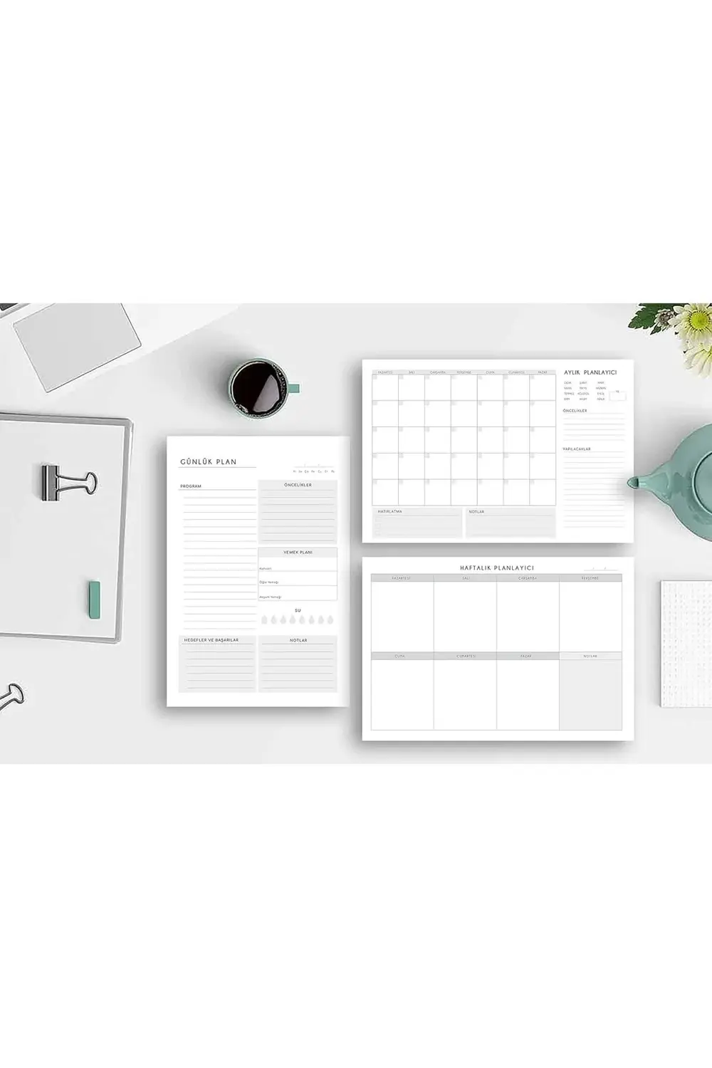 Tanıtım 3'lü Masaüstü Planlayıcı Set (Günlük, Haftalık, Aylık Pla