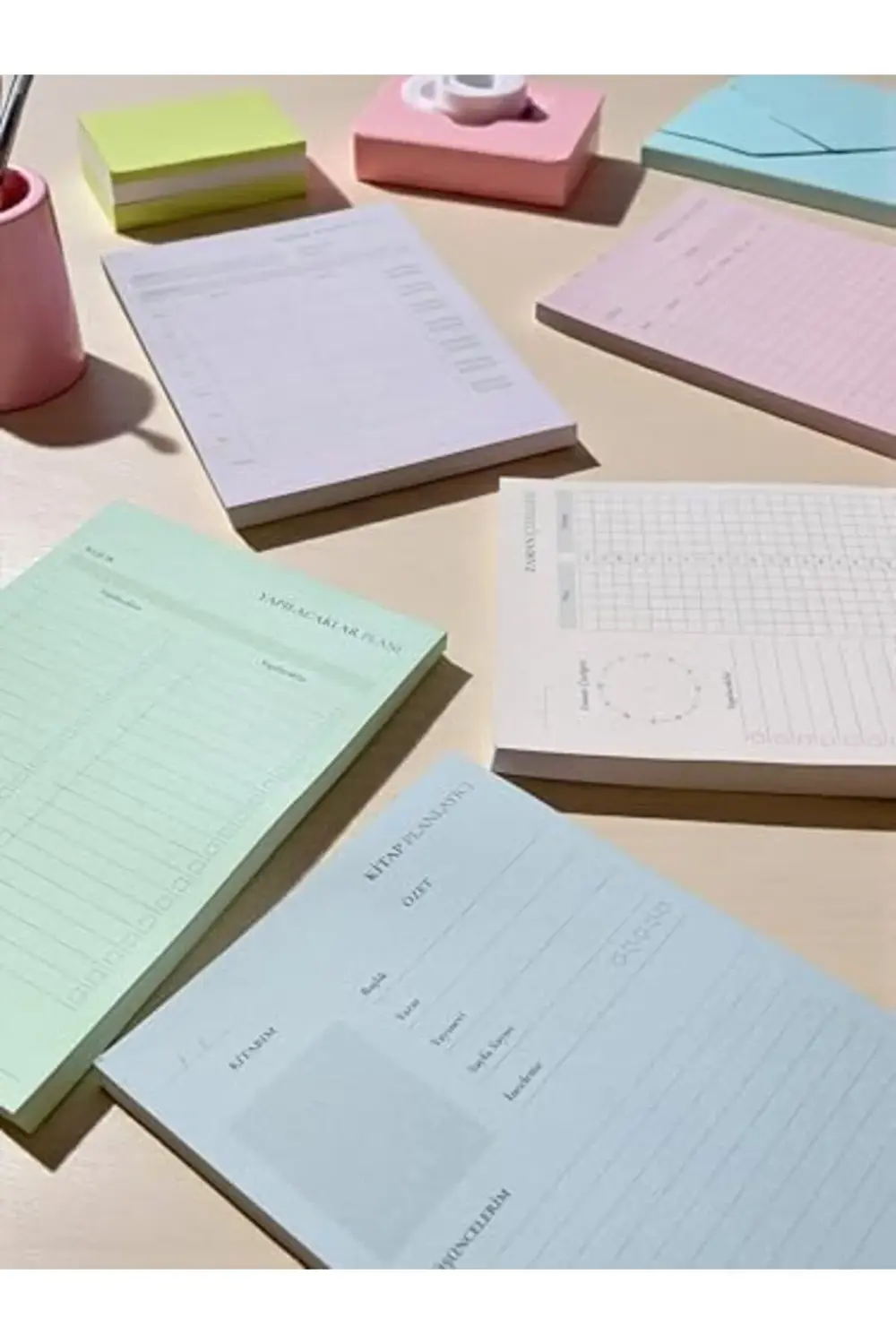 Tanıtım Tarihsiz Masaüstü Planlayıcı Set, 10 Farklı Planlama, 80