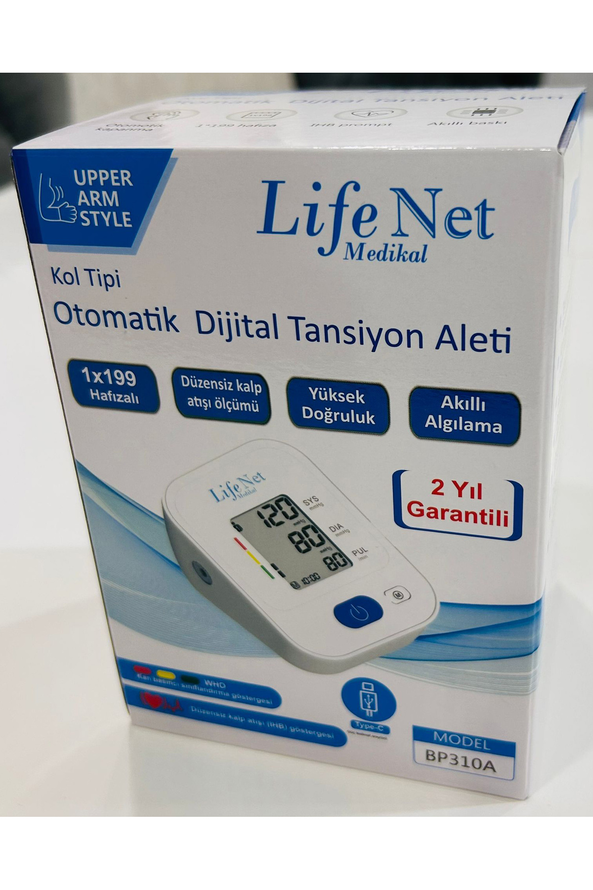 Life Net Medikal Tansiyon Aleti Üst Koldan Dijital Tansiyon Ölçer, Nabiz Ölçer, Us