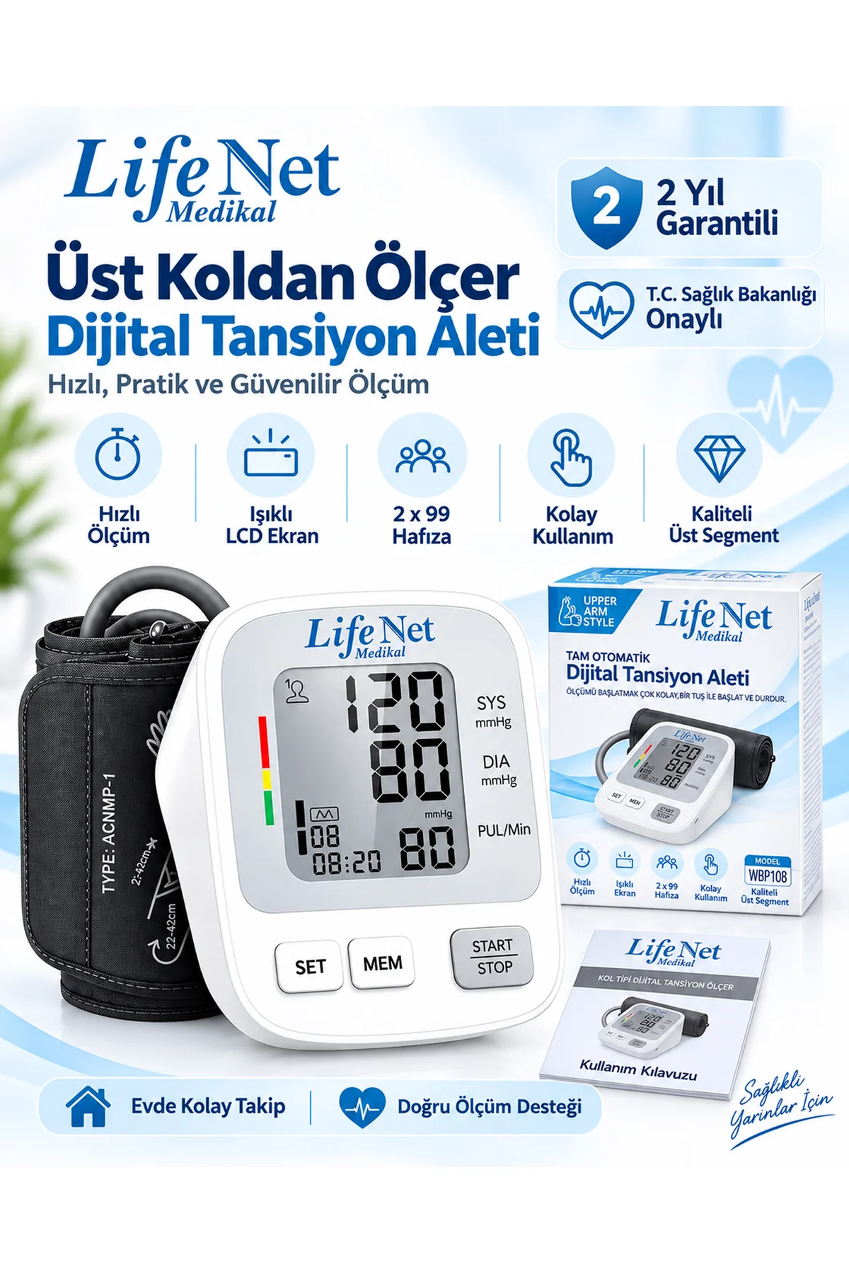 Tansiyon Aleti, Üst Koldan Tansiyon Ölçer, Nabız Ölçer, Usb Girişli Wbp-108. Tansiyon Aleti, Üst Koldan Tansiyon Ölçer, Nabız Ölçer, Usb Girişli Wbp-108.