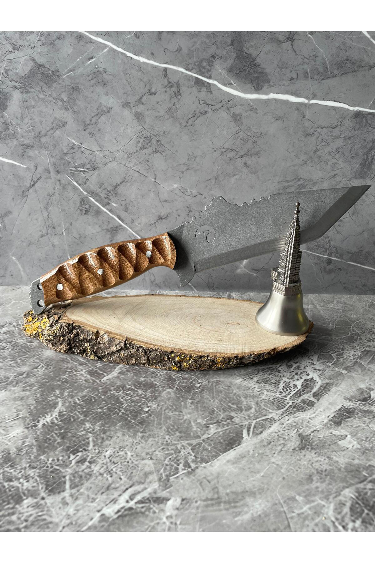 Tanto 4034 Kartal Desenli Kamp Bıçağı – Ceviz Kabze, Kılıflı, 28,