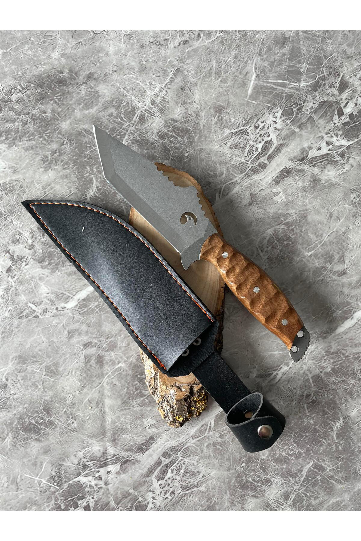 Tanto 4034 Kartal Desenli Kamp Bıçağı – Ceviz Kabze, Kılıflı, 28,