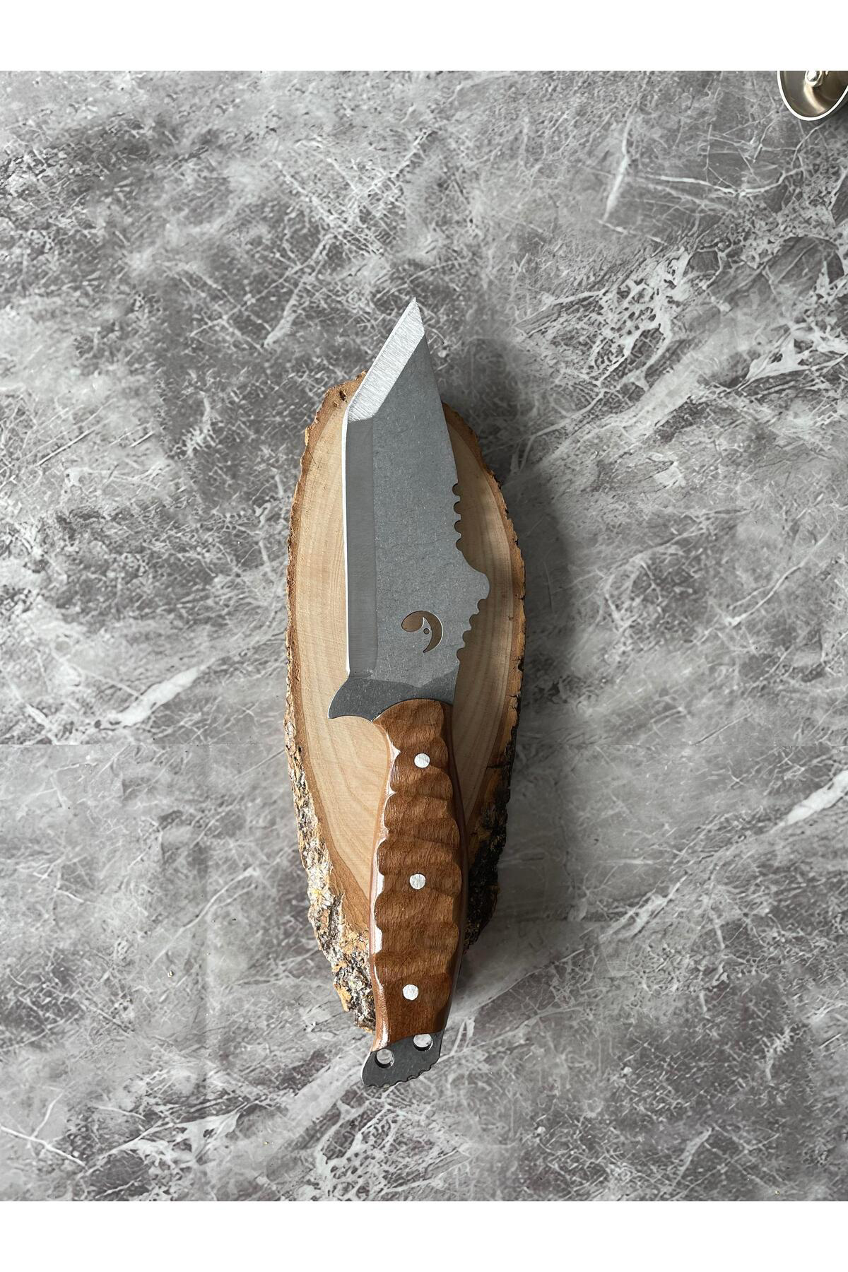 Tanto 4034 Kartal Desenli Kamp Bıçağı – Ceviz Kabze, Kılıflı, 28,