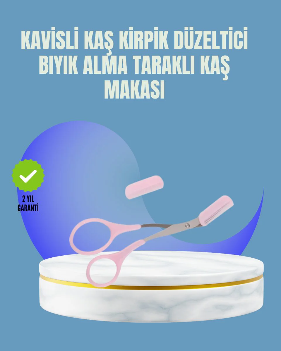 Tarak ve Fırça Başlıklı Kaş Şekillendirme Makası - Kaş ve Kirpik Bakımında Hassas Kesim