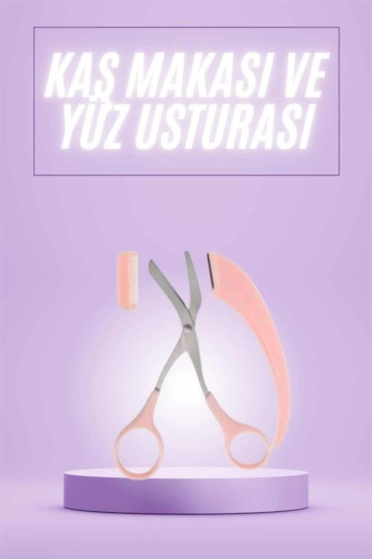 Taraklı Kaş Makası Ve Ustura Seti Kaş Düzeltme Makası Kaş Bıyık Alma Aleti - Görsel 2