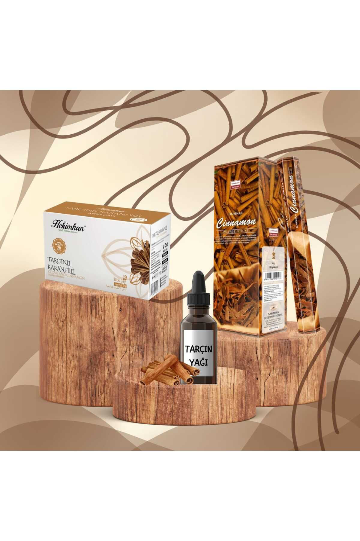 Hekimhan Bitkisel Tarçın Karanfil Çayı + Tarçın Yağı + Tarçın Tütsüsü