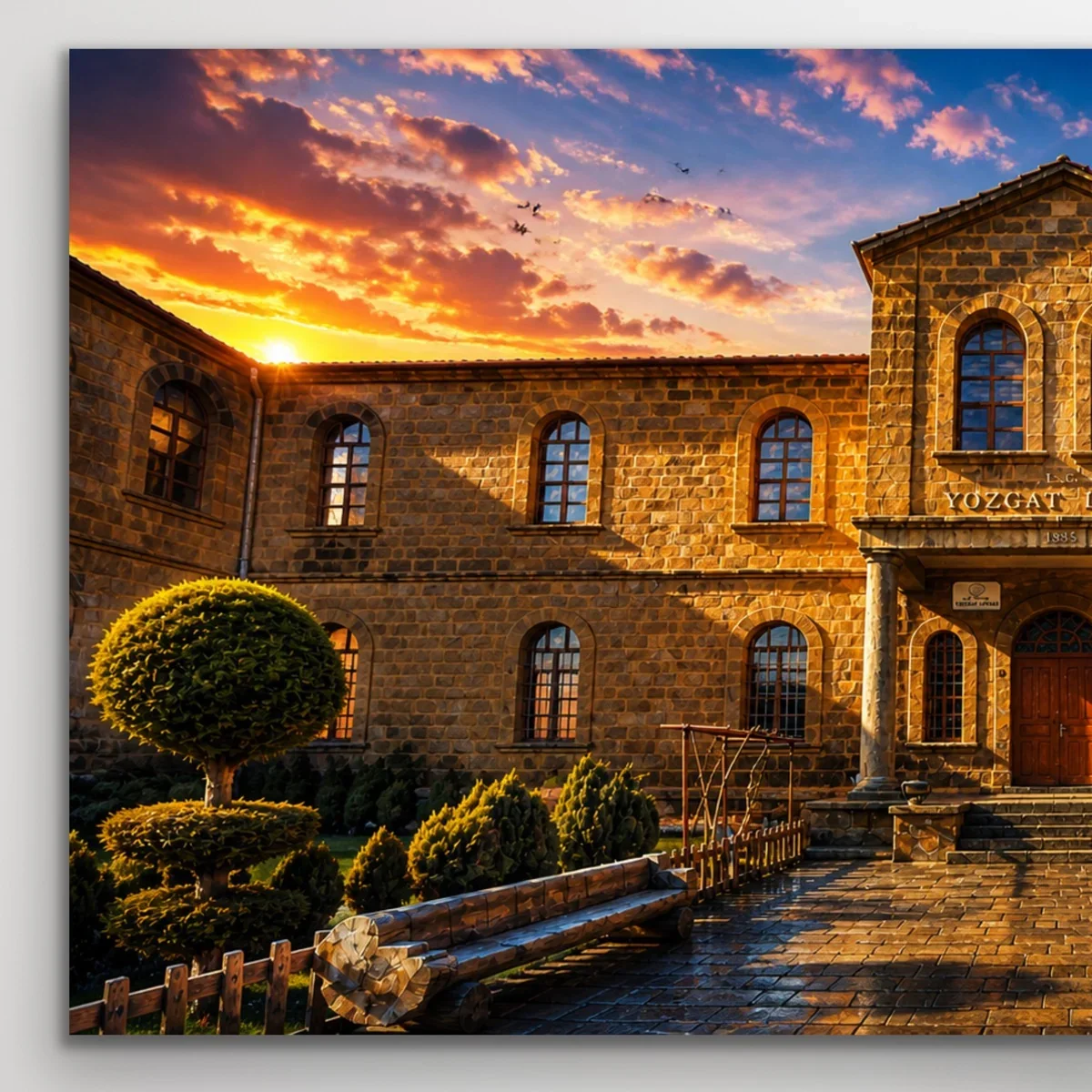 Tarihi Yozgat Lisesi Kanvas Tablo 60X120 CM - Çerçevesiz Duvar Sanatı