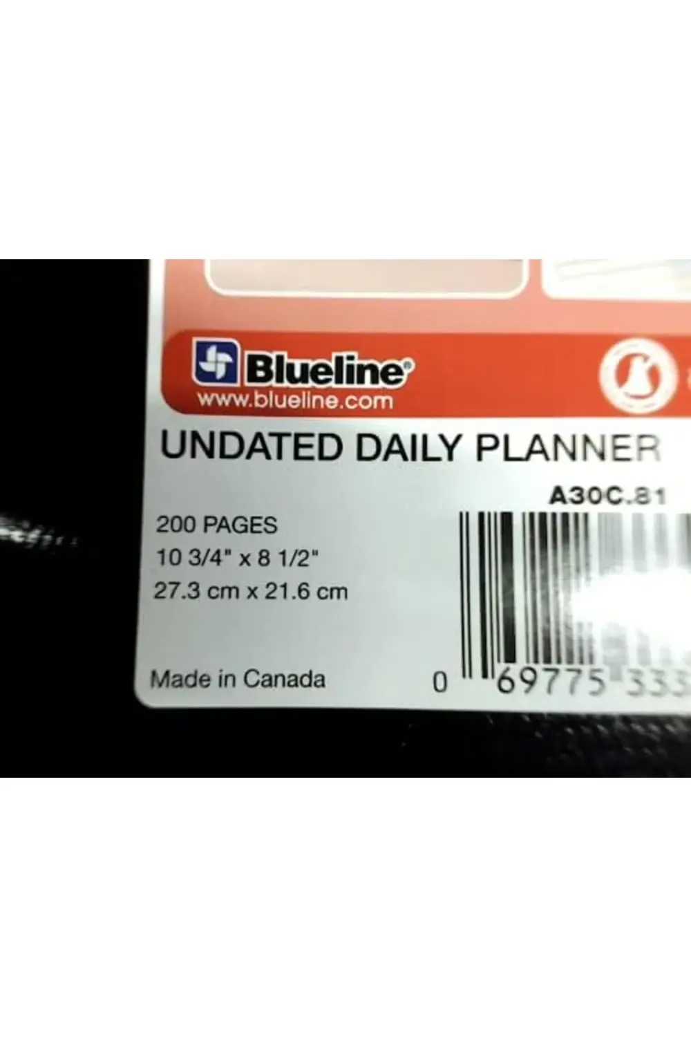 Tarihsiz Günlük Planlayıcı, Siyah, 200 Sayfa, 27,9 x 21,6 cm (A30