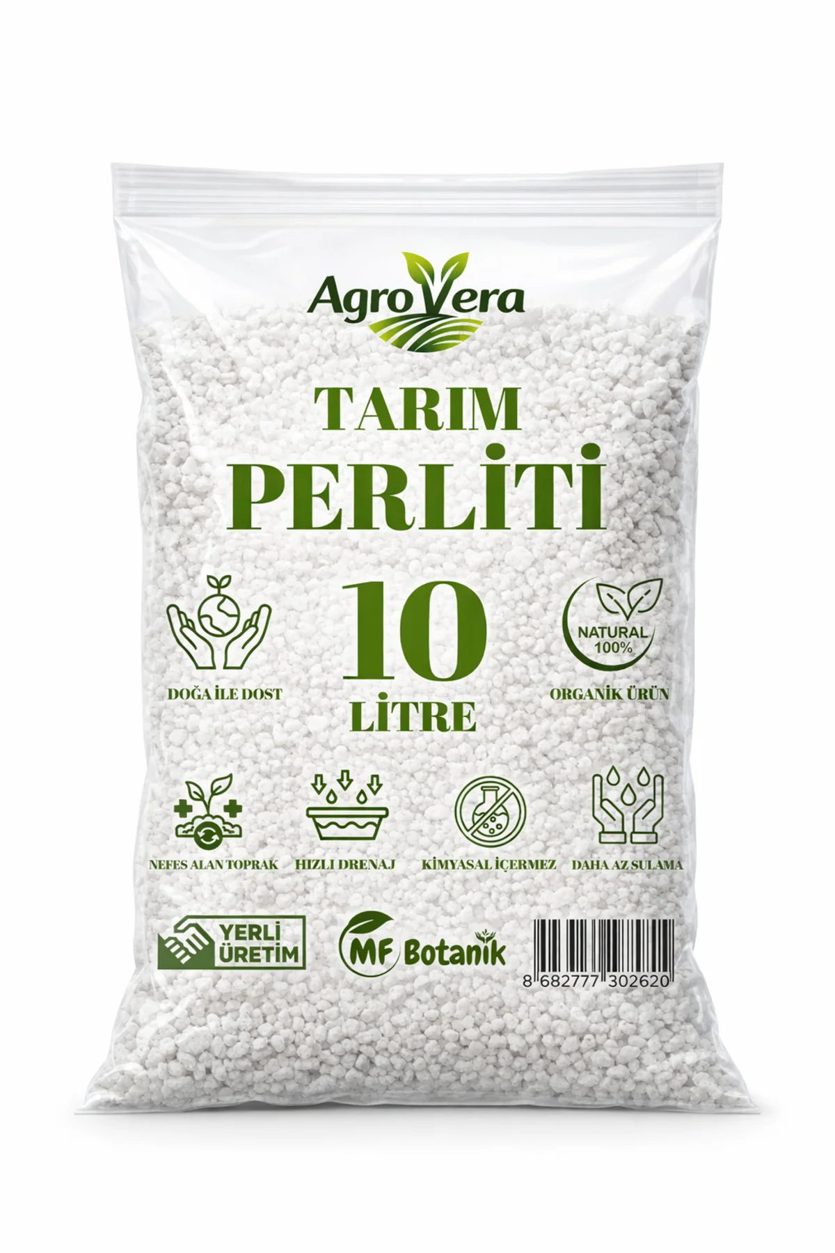 Tarım Perliti 10 Litre – Yüksek Su Tutma Kapasiteli, Hafif Saksı Toprağı ve Fide Çimlendirme İçin