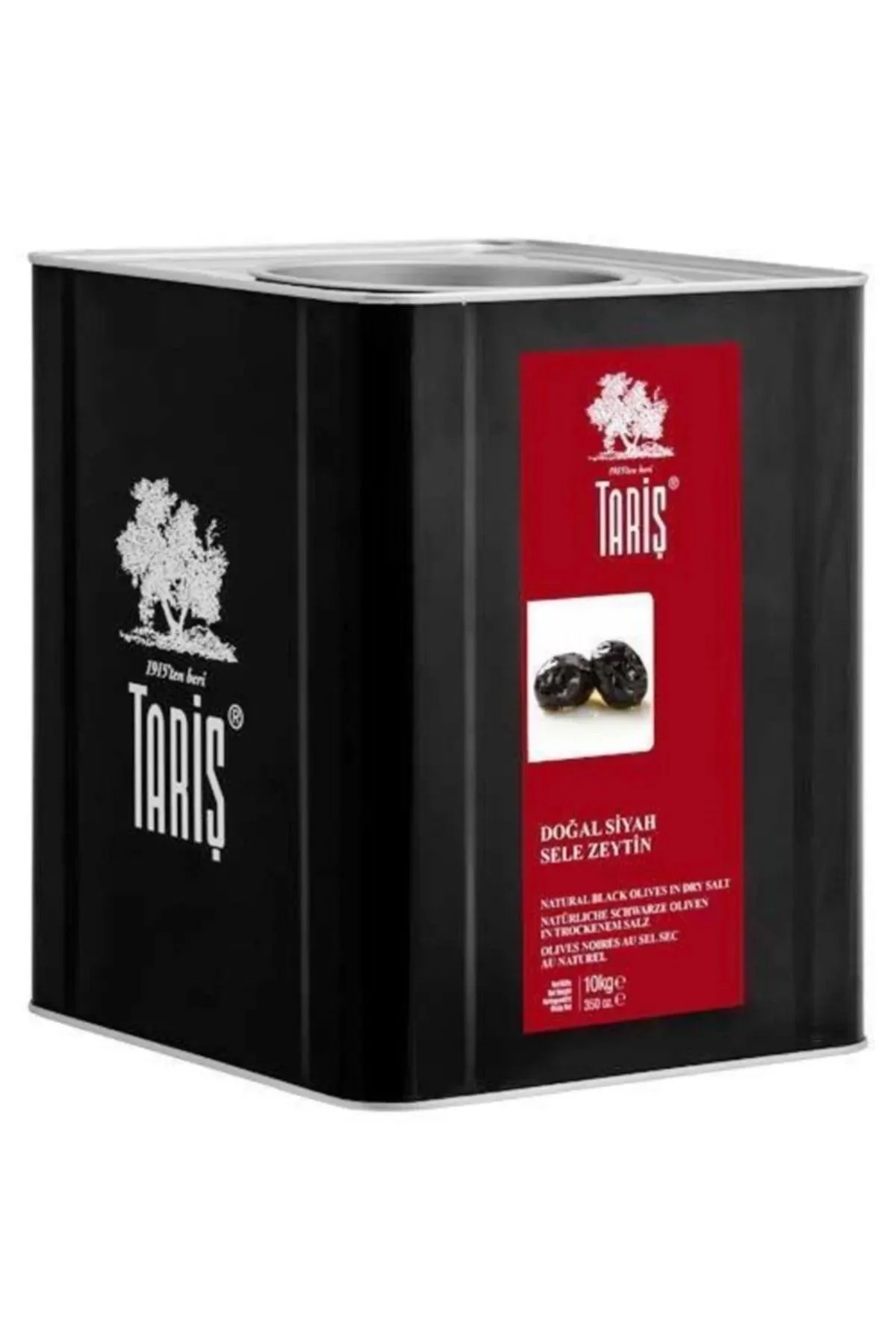 Tariş 10 Kg Teneke Doğal Gemlik Siyah Sele Zeytin 351-380 Ad / Kg