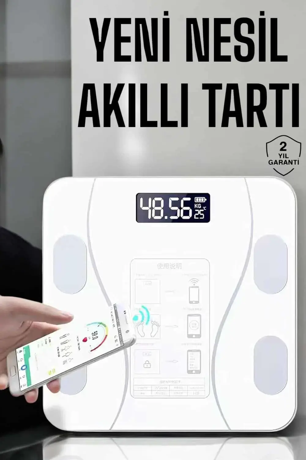 Tartı Baskül Dijital Elektronik Tartı Vücut Analiz Wifi Akıllı Ya