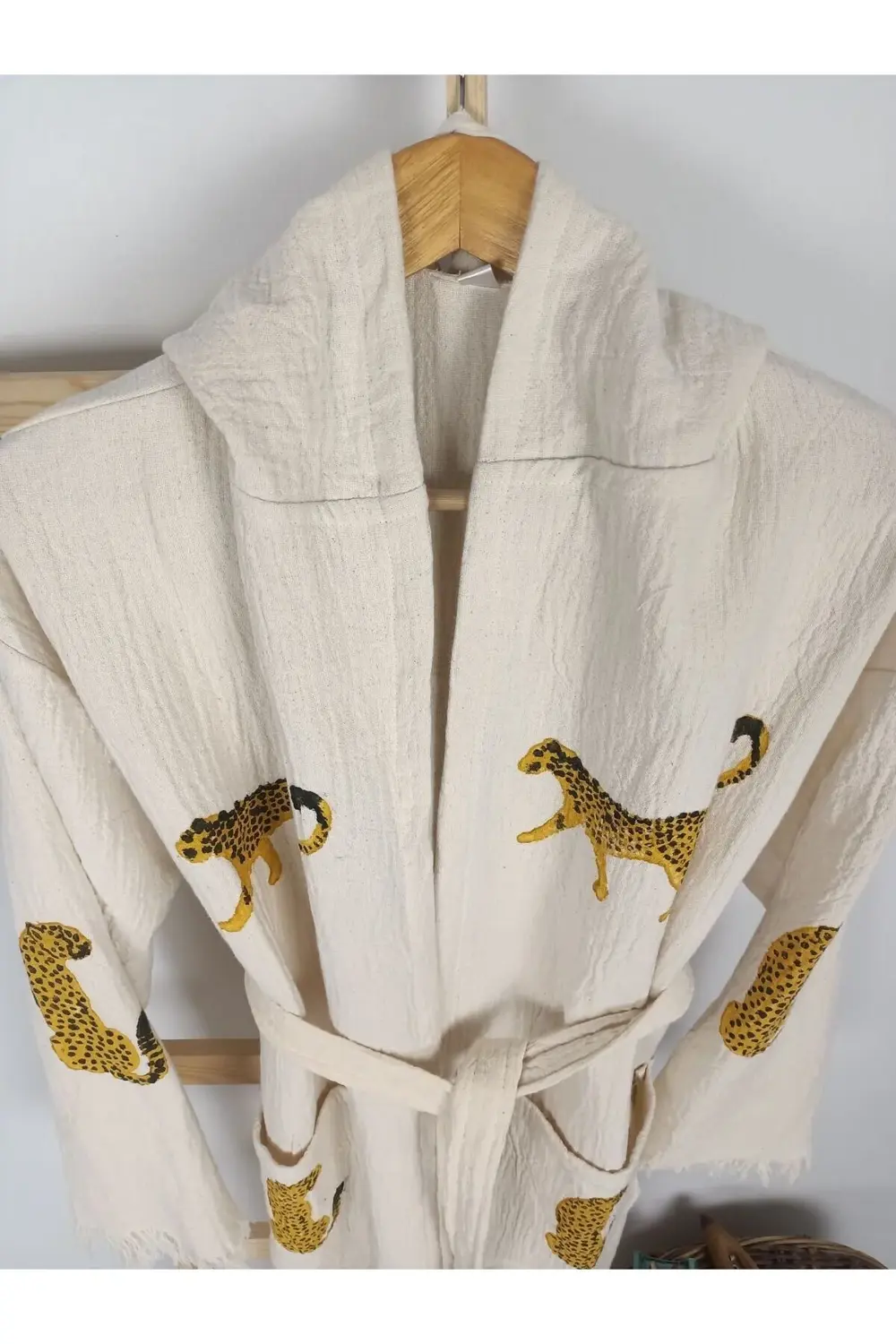 Taş Baskı Bornoz Tiger