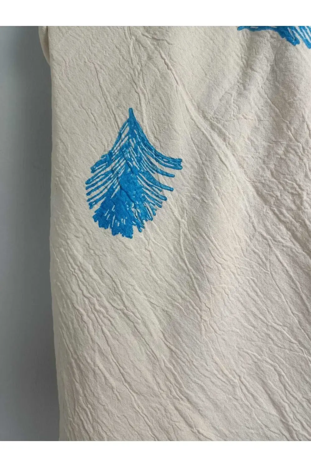 Taş Baskı Peştemal Mavi Tüy