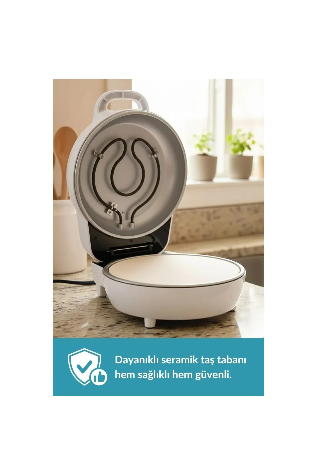 ® Taş Fırın Lahmacun Makinesi, Çıkarılabilir 30 cm Doğal Taş Pişi
