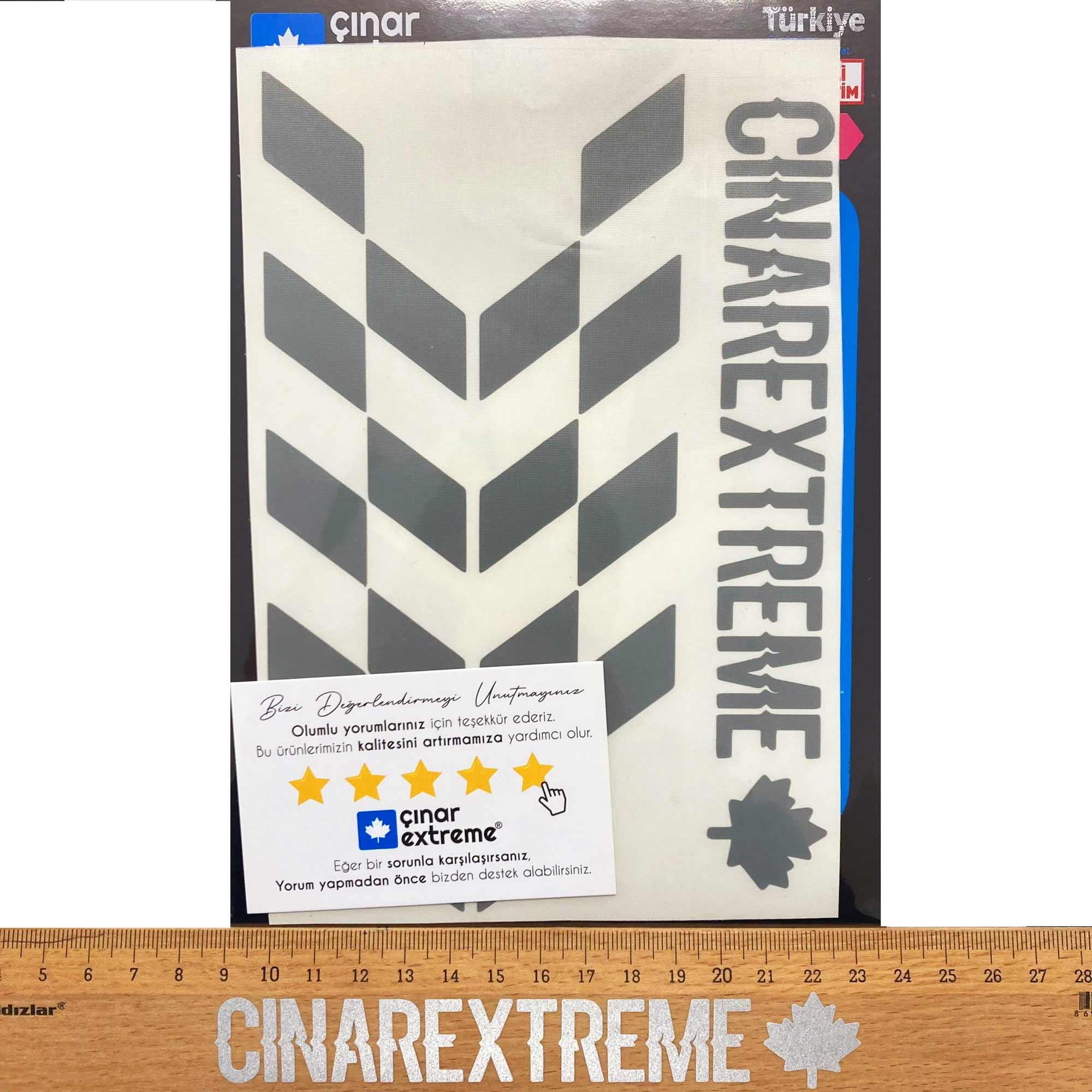 Çınar Extreme Taş Grisi Damalı Kask Motosiklet Sticker Takımı  