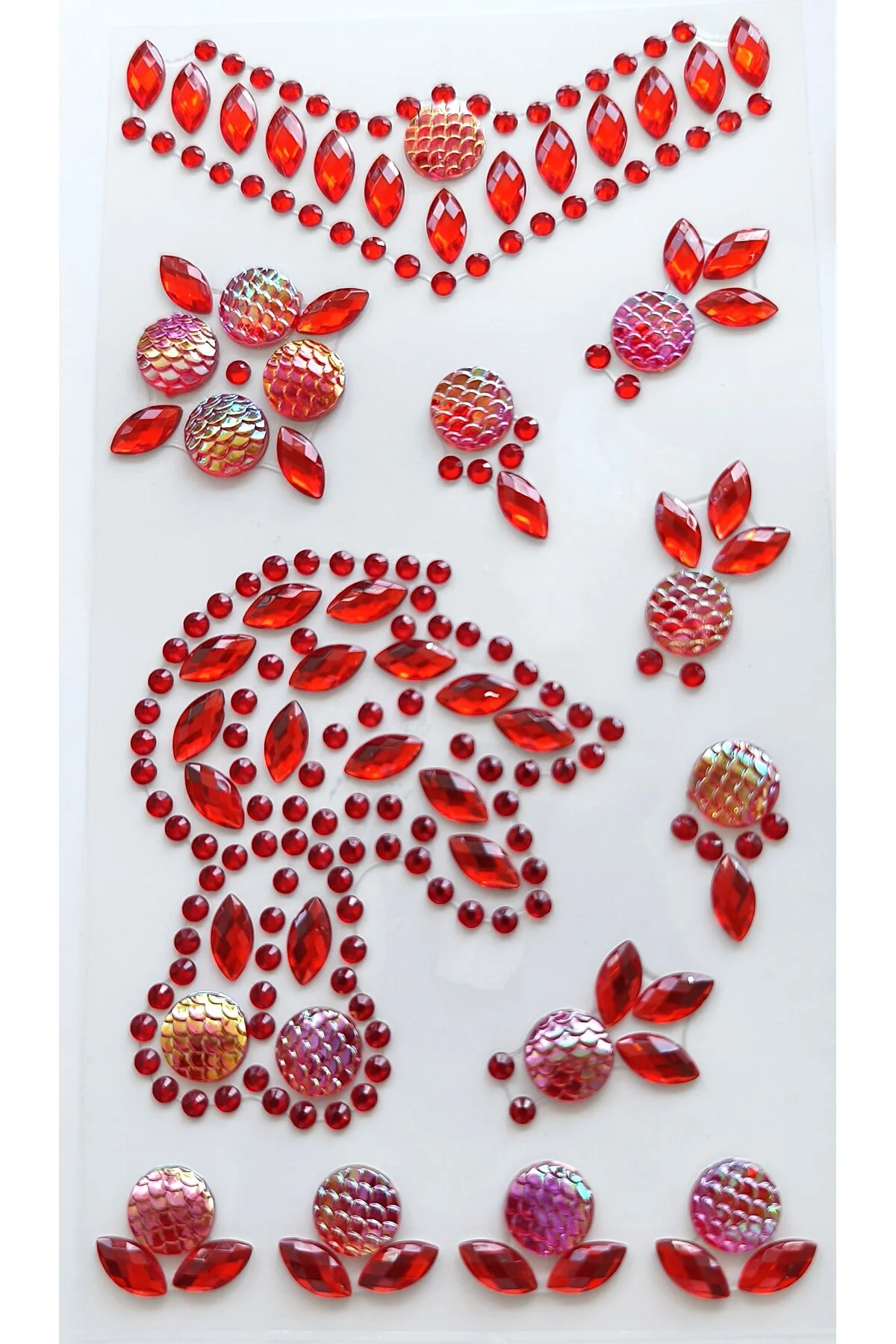 Taş Sticker Kırmızı Yapışkanlı Saç , Yüz Ve Tırnak Taşı Yılbaşı S