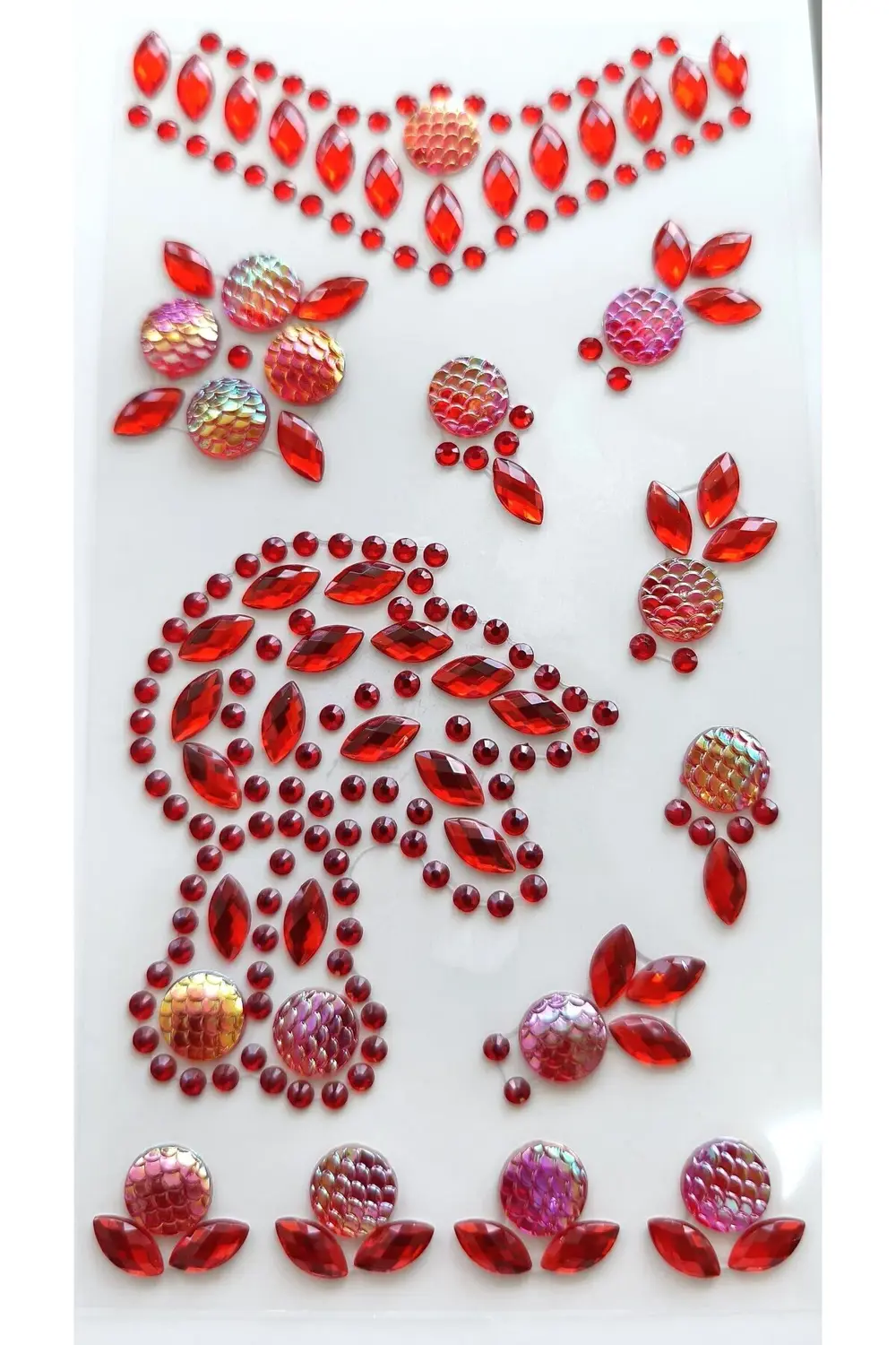 Taş Sticker Kırmızı Yapışkanlı Saç , Yüz Ve Tırnak Taşı Yılbaşı S