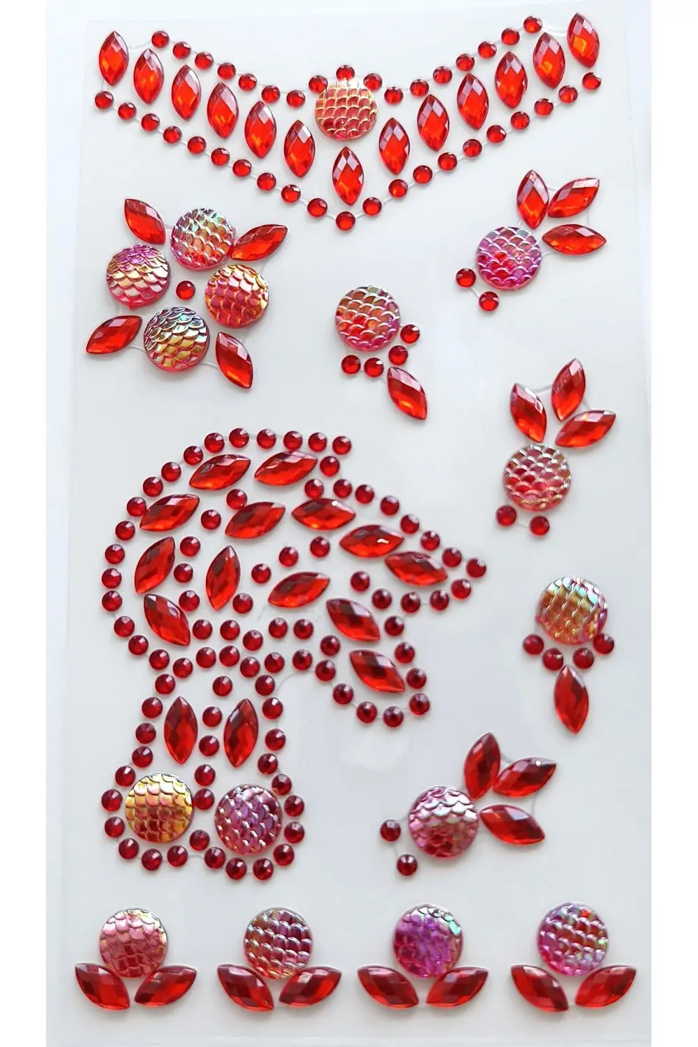 Taş Sticker Kırmızı Yapışkanlı Saç , Yüz Ve Tırnak Taşı Yılbaşı S