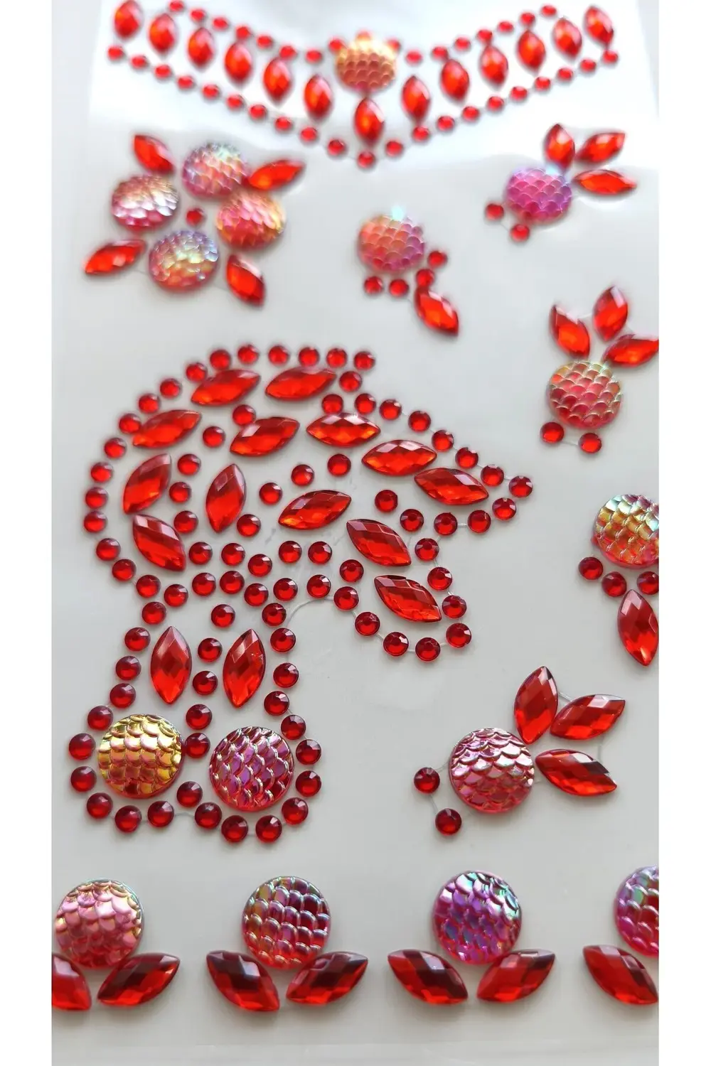 Taş Sticker Kırmızı Yapışkanlı Saç , Yüz Ve Tırnak Taşı Yılbaşı S