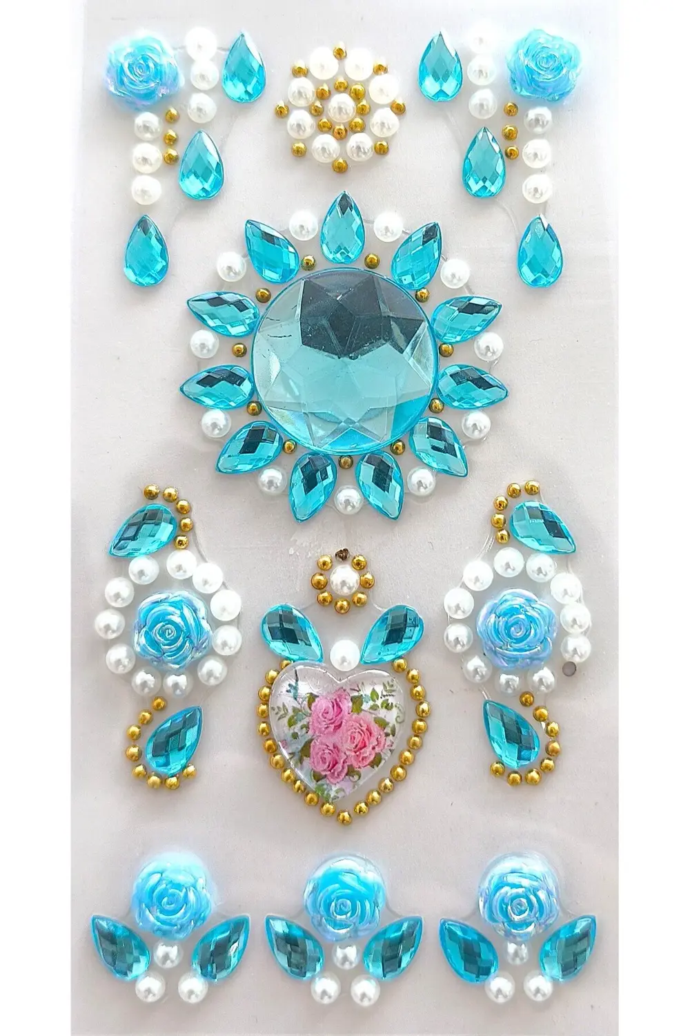 Taş Sticker Mavi Yapışkanlı Saç , Yüz Ve Tırnak Taşı Yılbaşı Süs